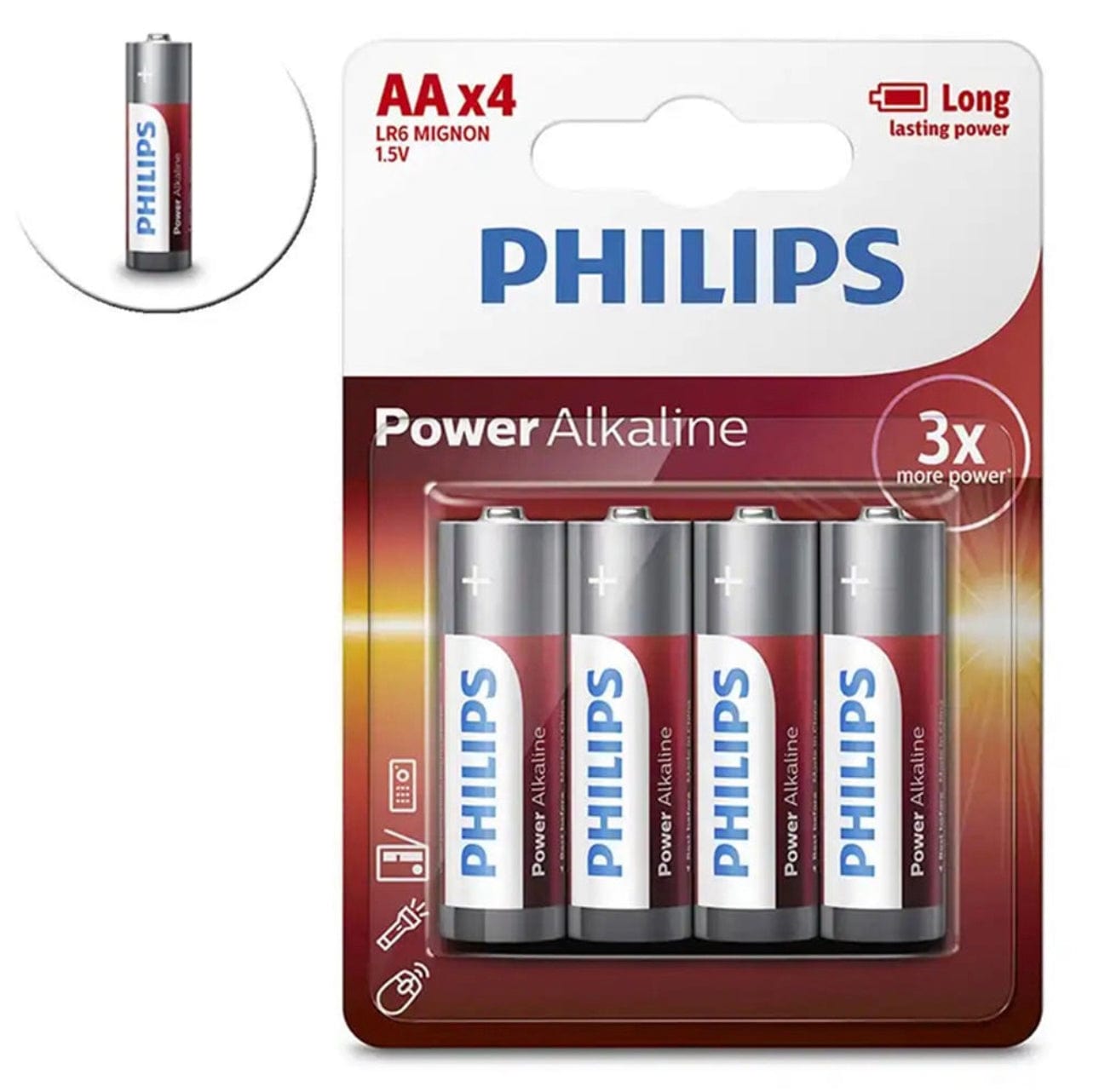 Philips Alkaline 48 Pack GENUINE Philips Long Life Alkaline AA Battery AA4P