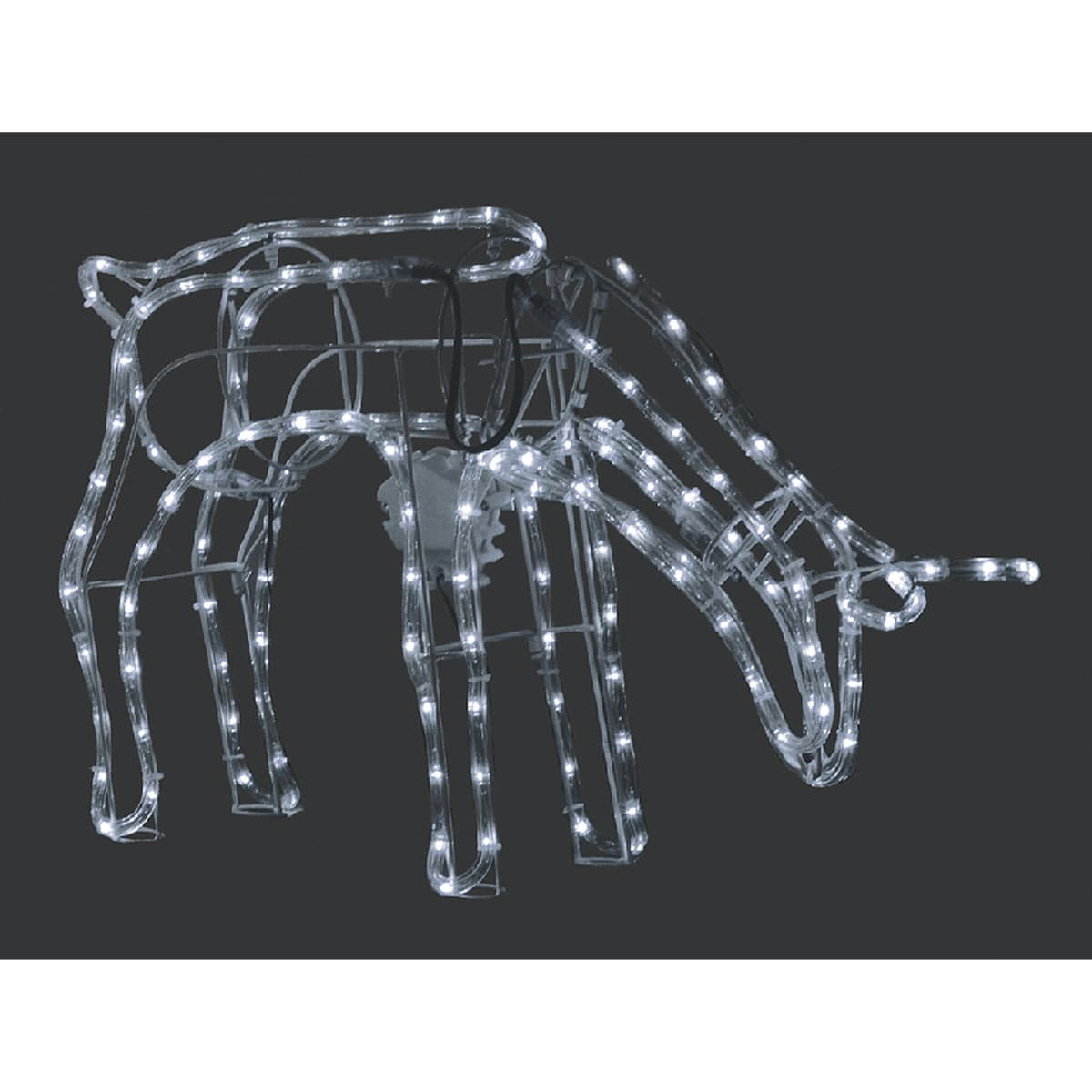 Promo Christmas Figure White 3D Illuminated LED Reindeer Stand Feeding with Motor | Three Colour Options LL0013R008W-P