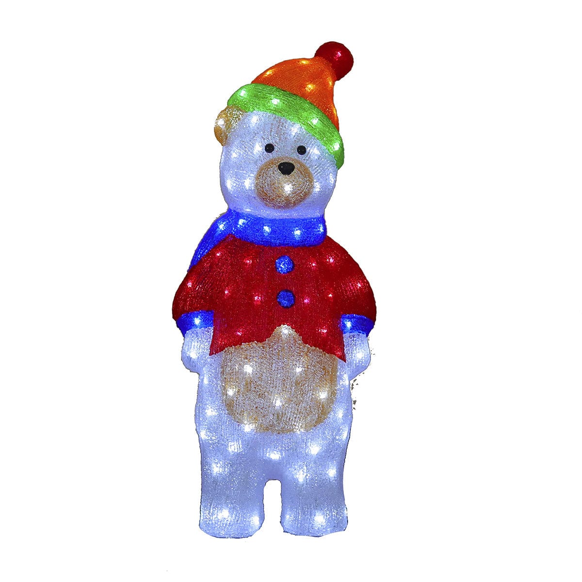 Promo Christmas Figure Acrylic Cartoon Teddy Bear - H80cm - 120 White LEDs ACY003-P