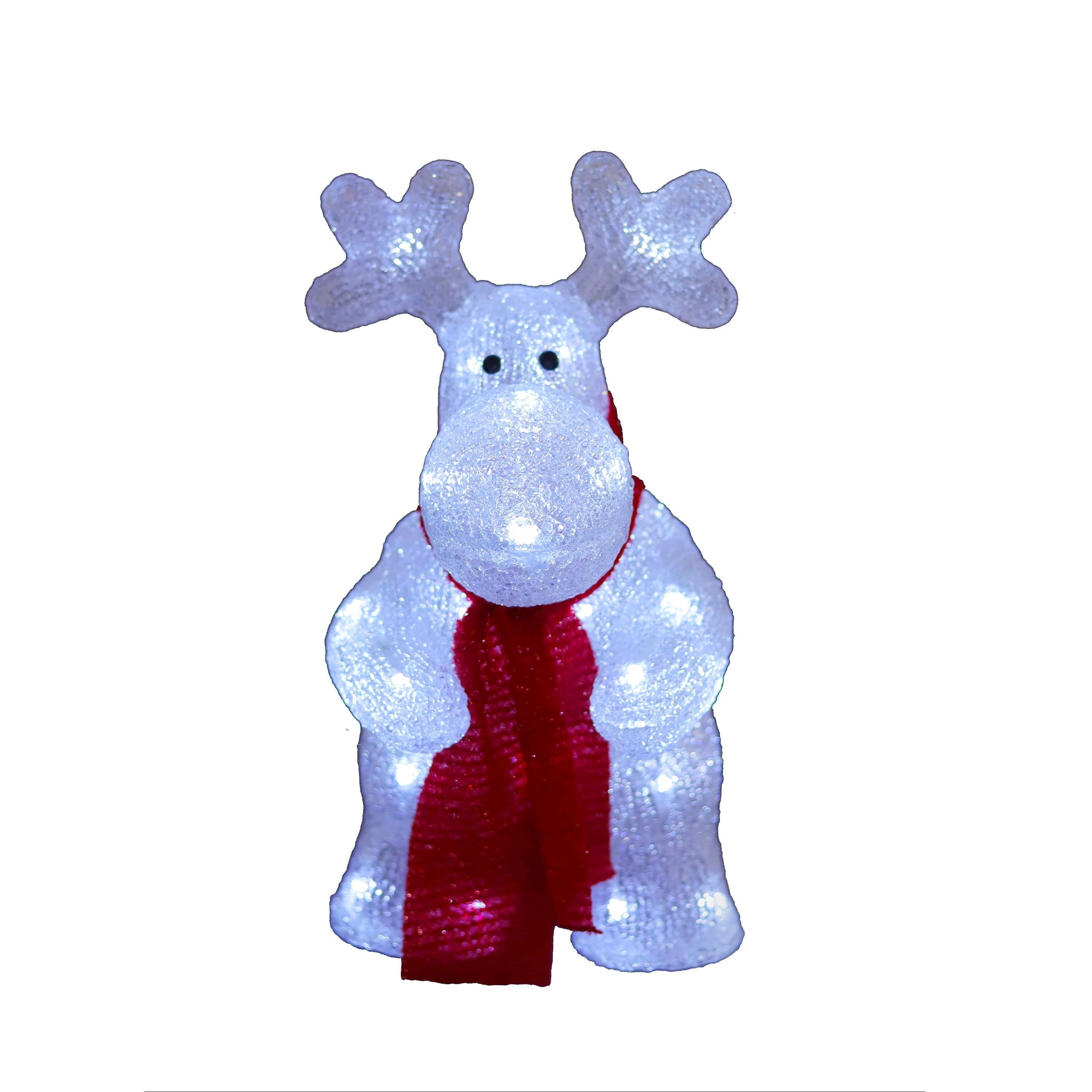 Promo Christmas Figure Acrylic Deer with Red Scarf - H36cm - White LED ACY009-P