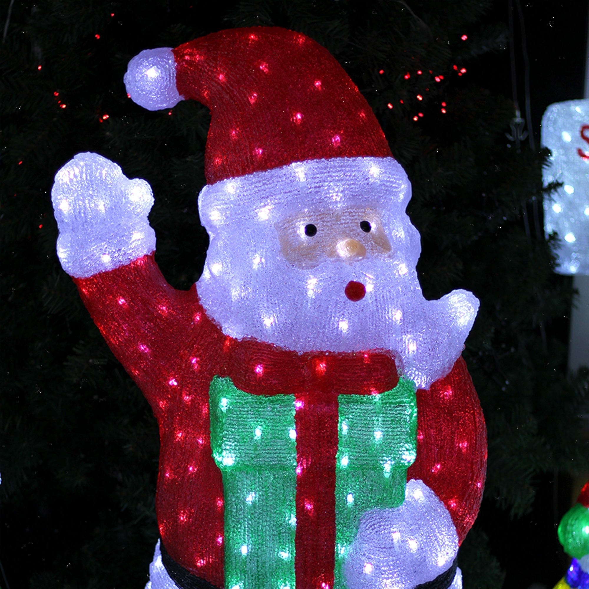 Promo Christmas Figure Acrylic Large Standing Santa with Gift Box - H118cm LL001011-P