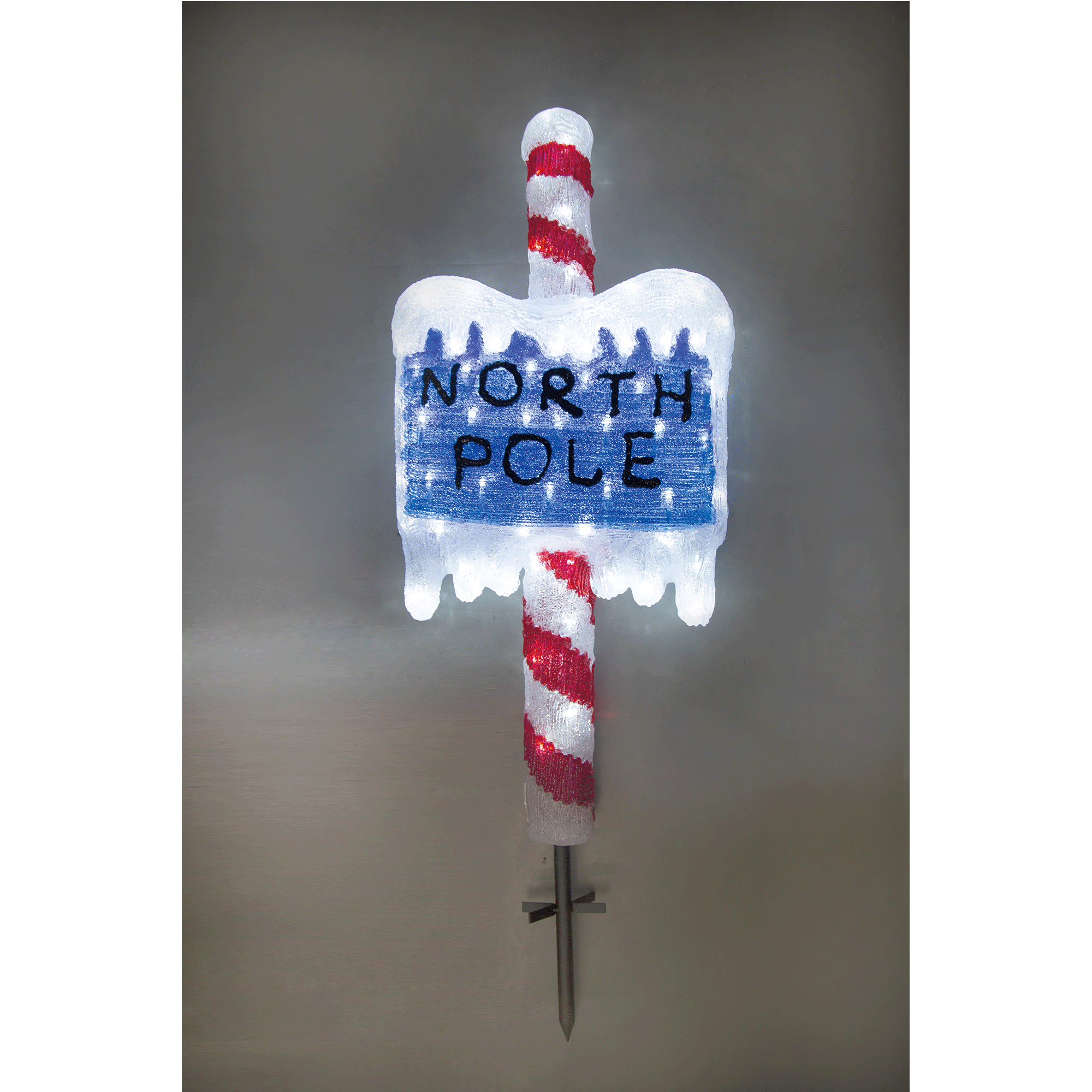 Promo Christmas Figure Acrylic North Pole Sign w/ Metal Floor Sticker - H100cm LL001017-P
