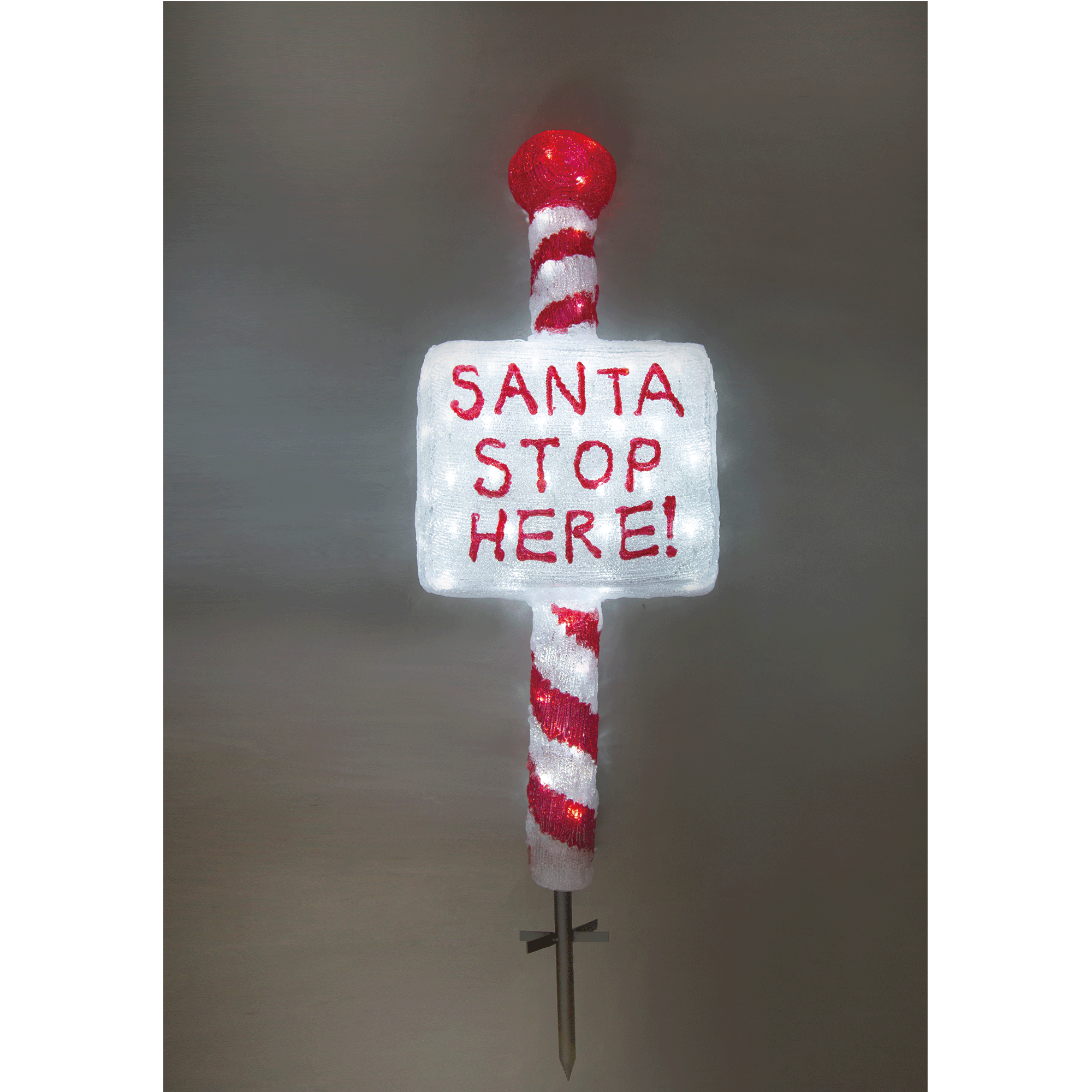 Promo Christmas Figure Acrylic Santa Stop Here Sign w/ Metal Floor Sticker - H100cm LL001016-P