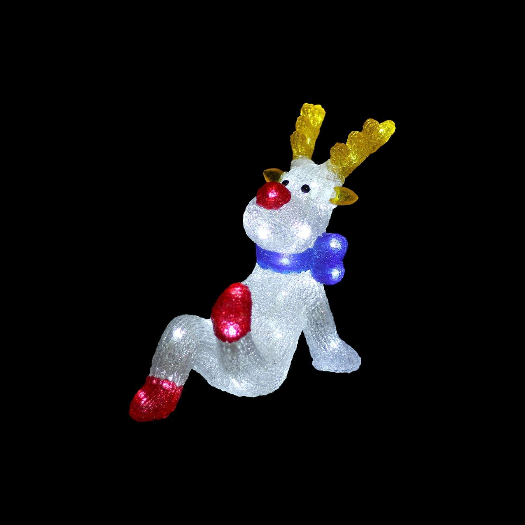 Promo Christmas Figure Acrylic Sitting Red Nose Reindeer - H27cm ACY018-P