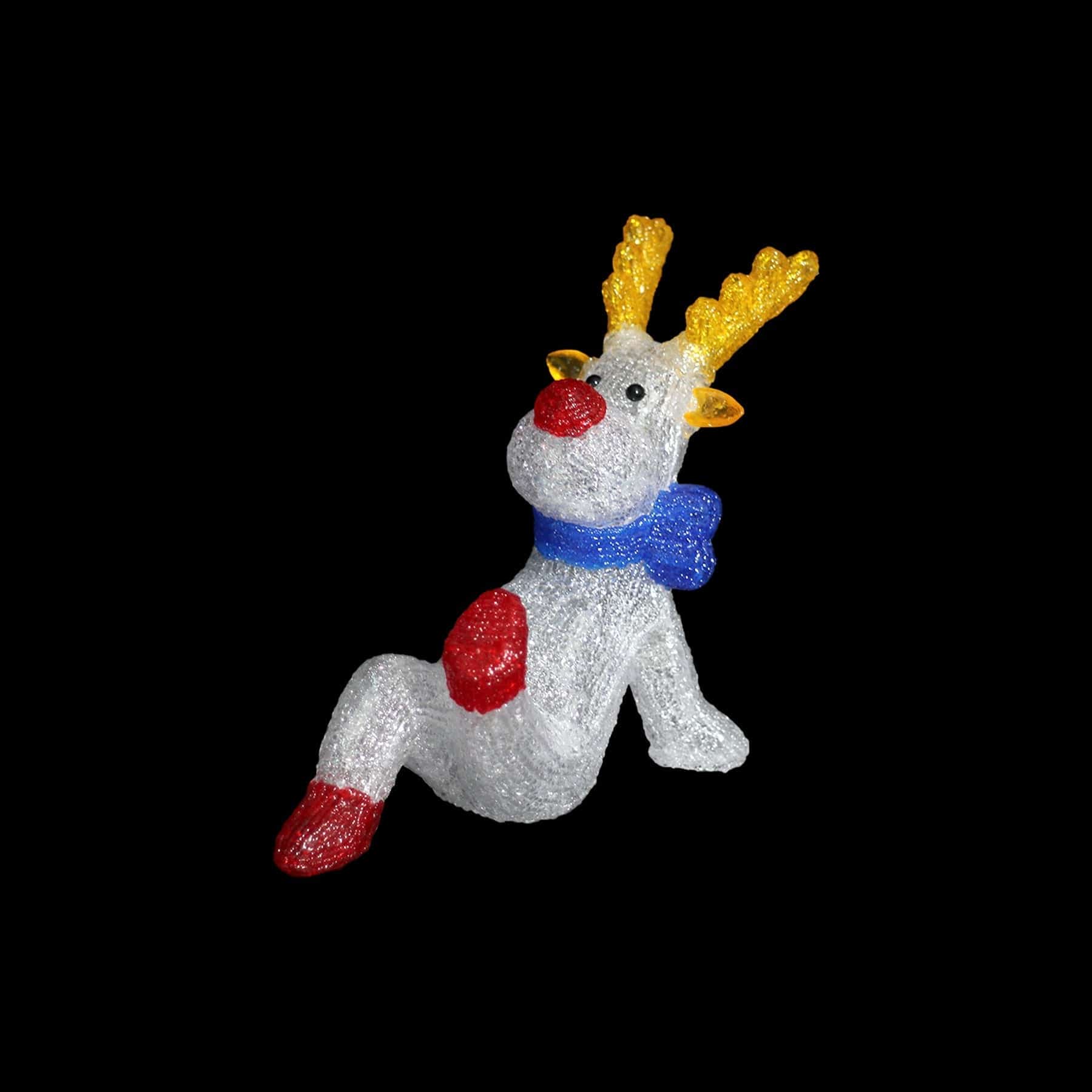 Promo Christmas Figure Acrylic Sitting Red Nose Reindeer - H27cm ACY018-P