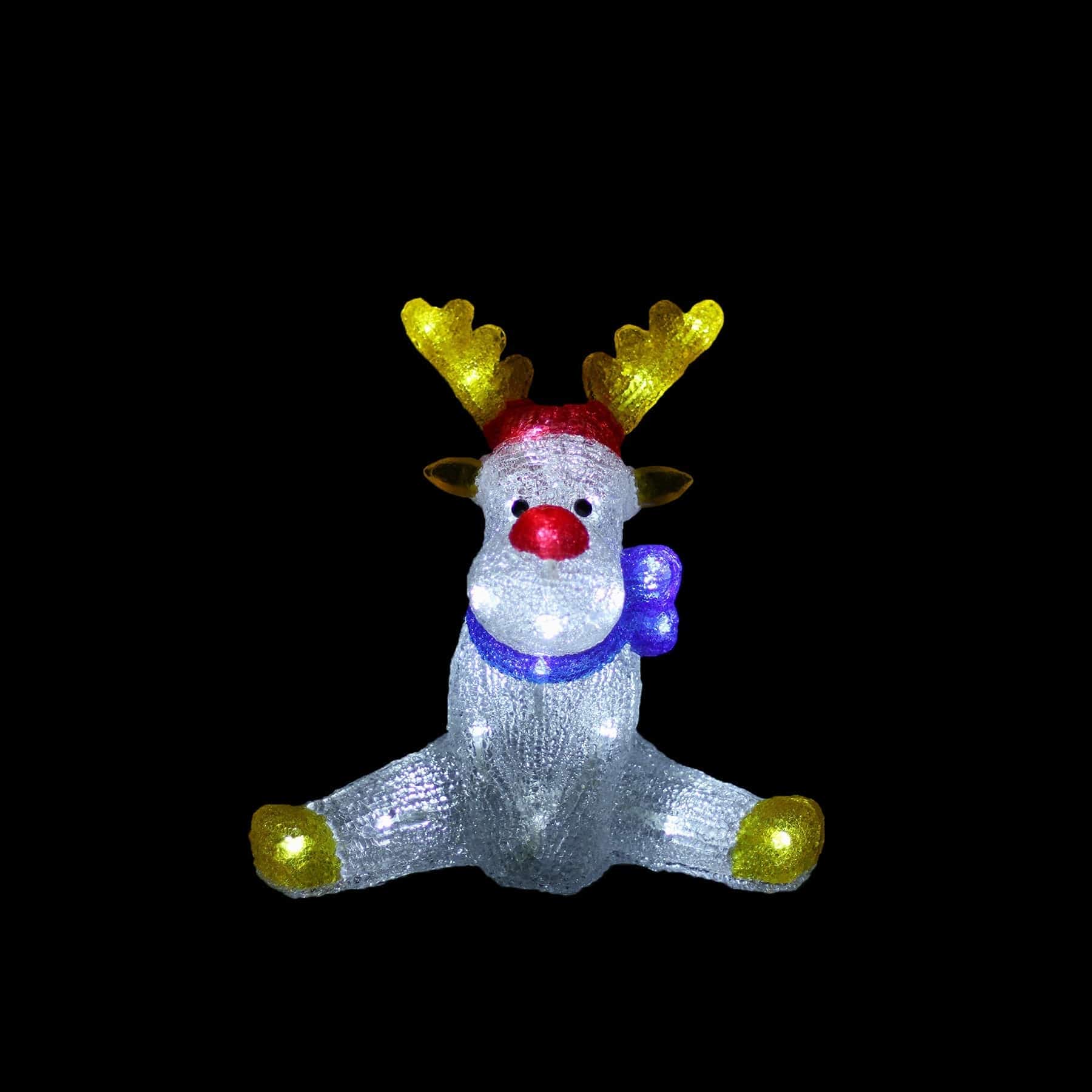 Promo Christmas Figure Acrylic Sitting Red Nose Reindeer - H30cm ACY019-P
