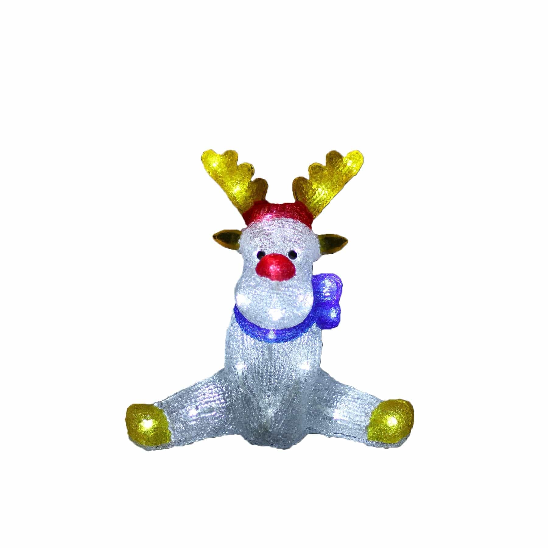 Promo Christmas Figure Acrylic Sitting Red Nose Reindeer - H30cm ACY019-P