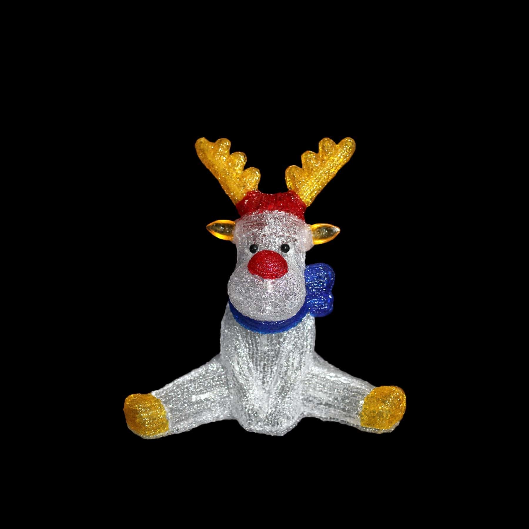 Promo Christmas Figure Acrylic Sitting Red Nose Reindeer - H30cm ACY019-P