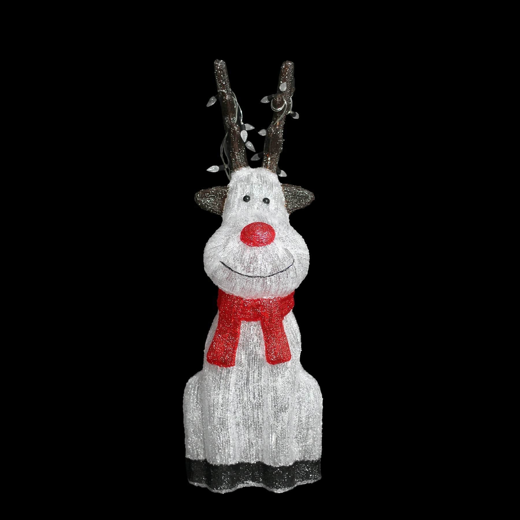 Promo Christmas Figure Acrylic Sitting Red Nose Reindeer with Christmas Lights - 2 Sizes