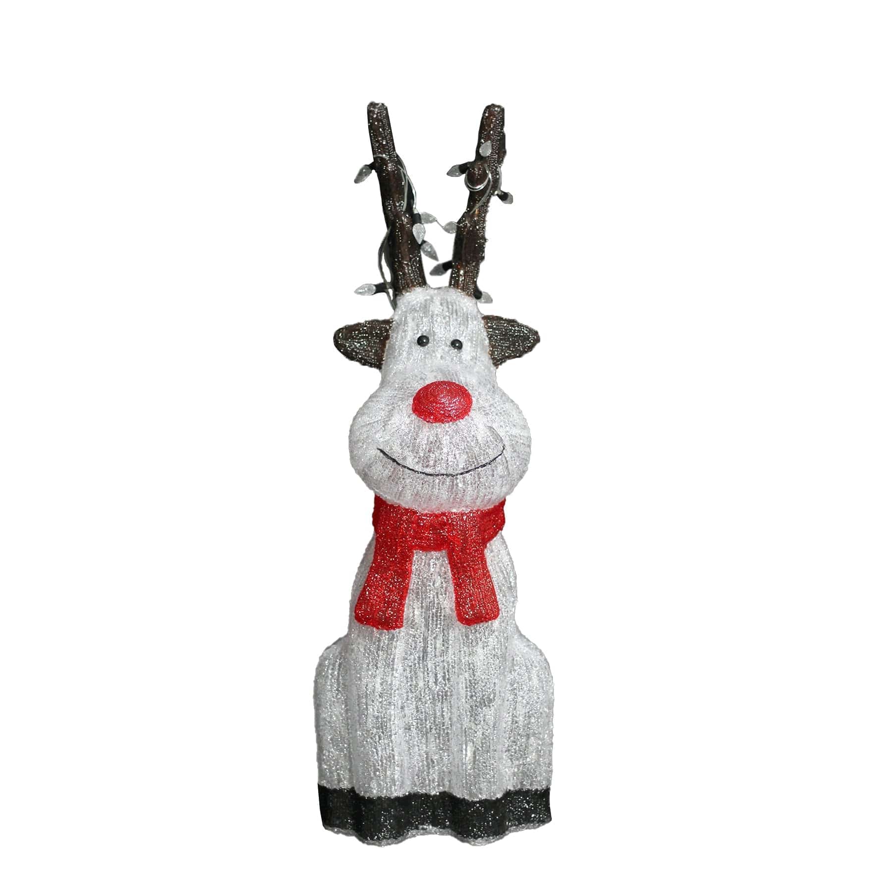 Promo Christmas Figure Acrylic Sitting Red Nose Reindeer with Christmas Lights - 2 Sizes