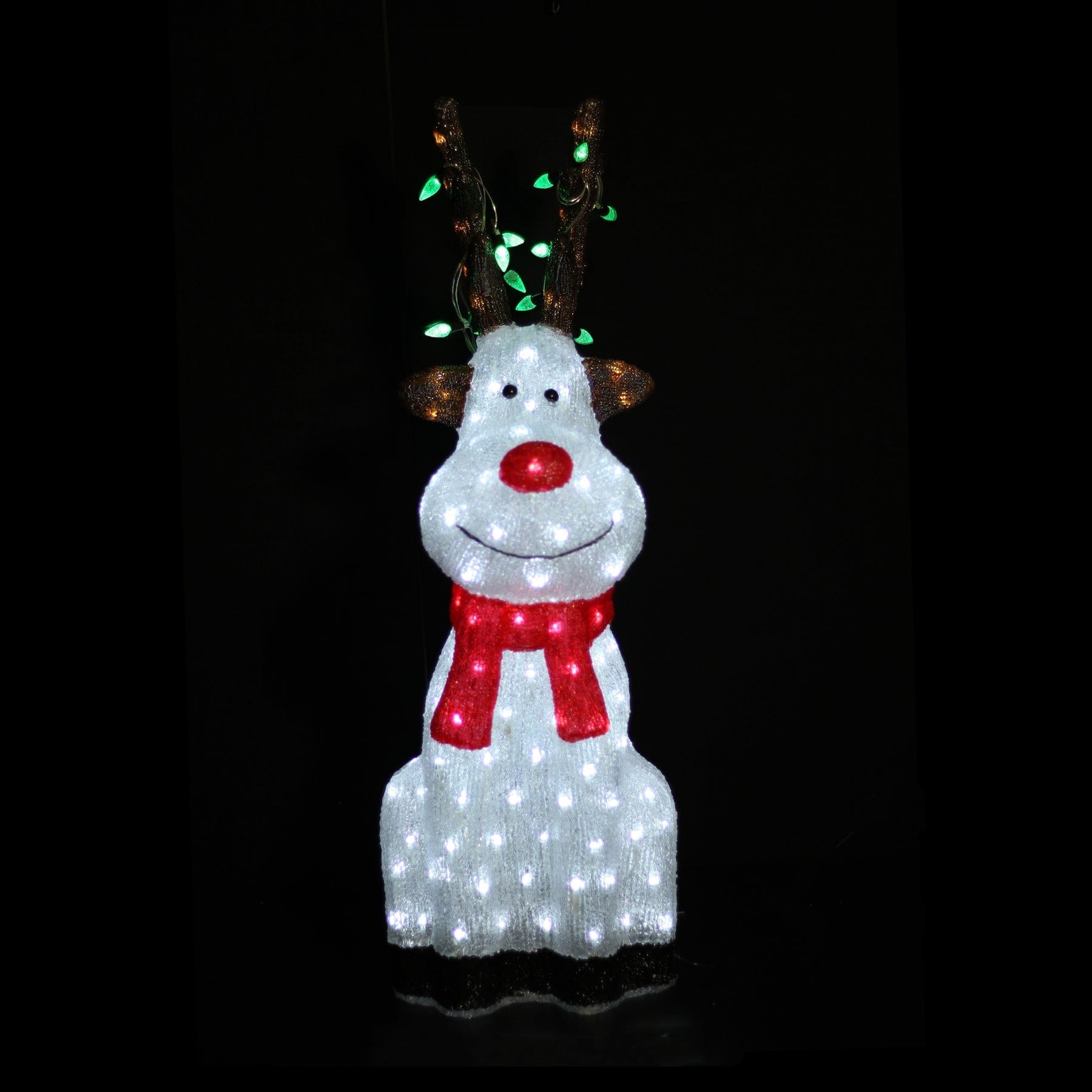 Promo Christmas Figure 50cm Acrylic Sitting Red Nose Reindeer with Christmas Lights - 2 Sizes ACY021-P