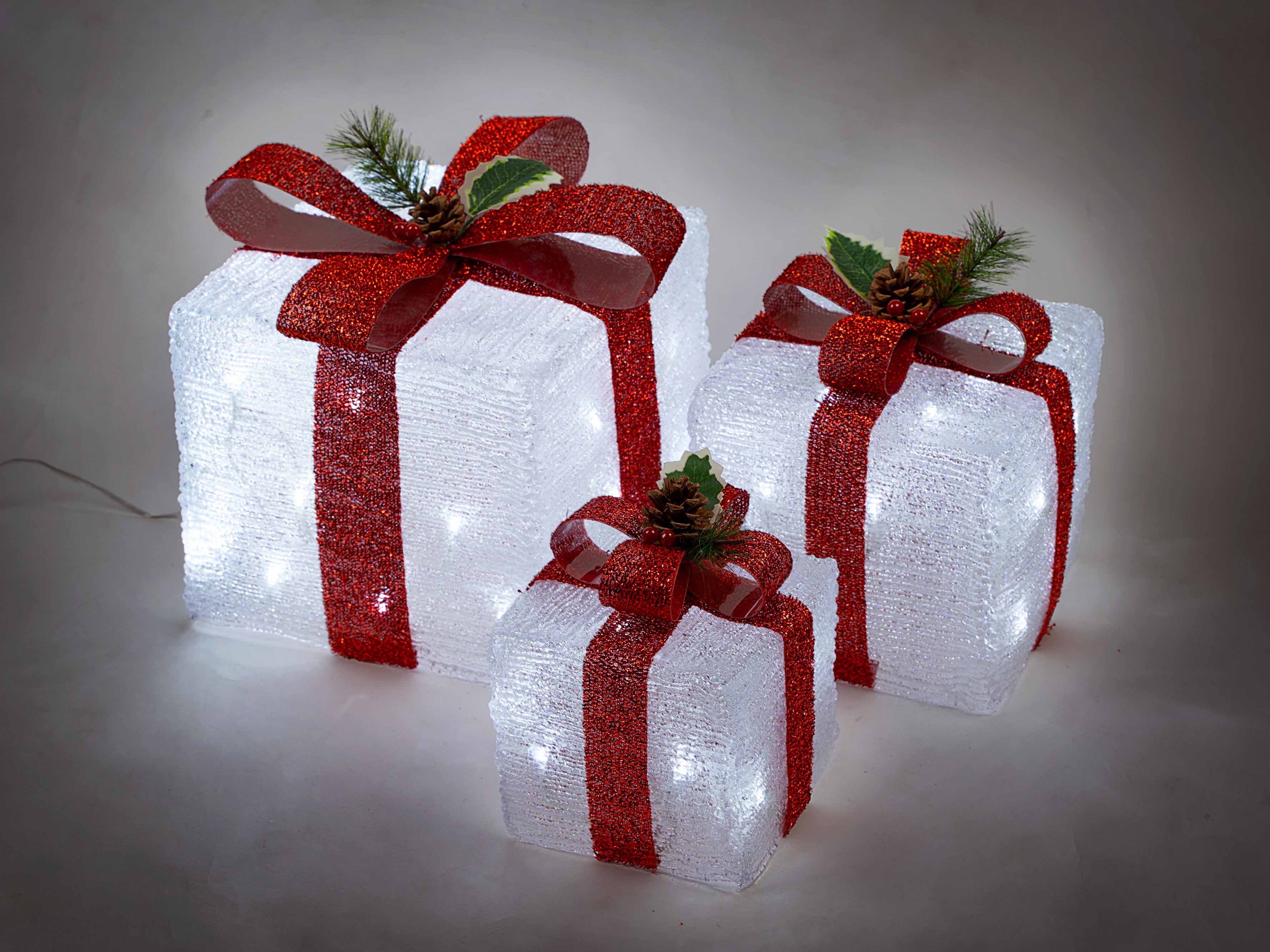 Promo Christmas Figure LED Acrylic Gift Box Set - Plug In - 3 pcs in a set LL001003-P