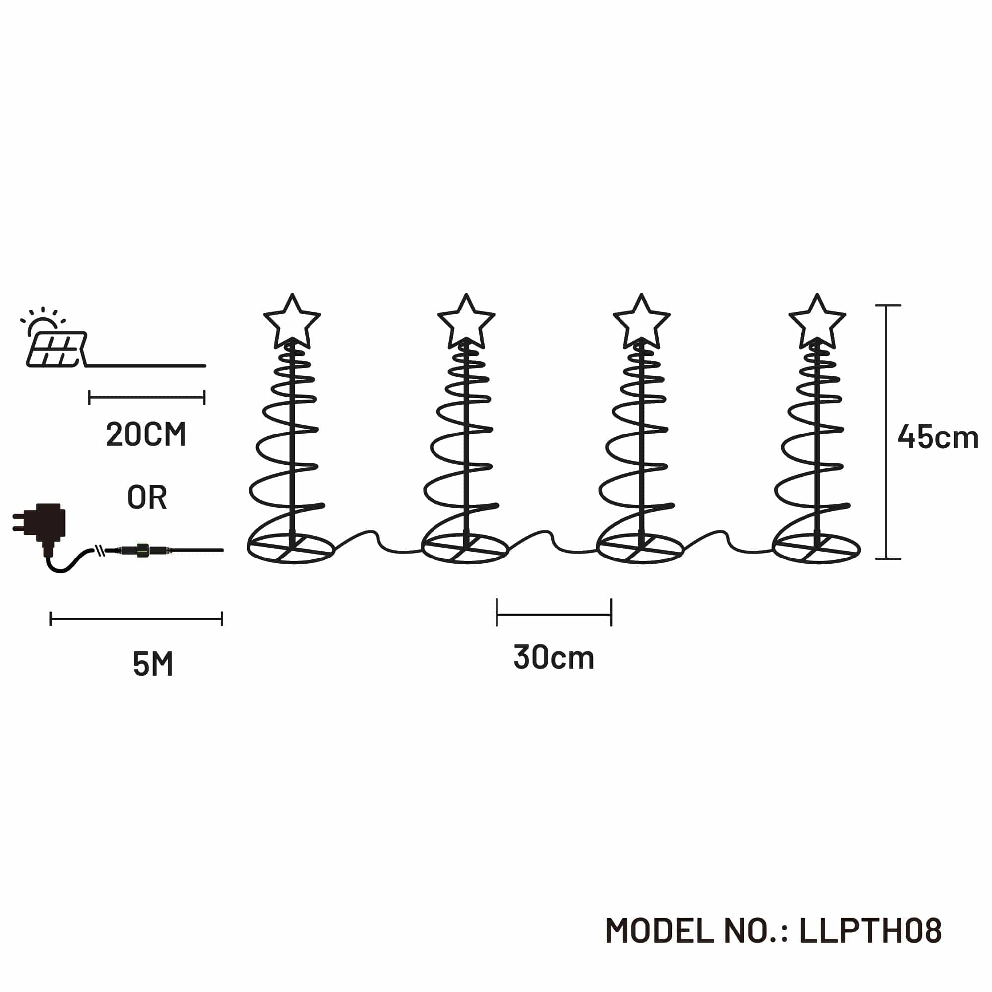 Promo Christmas Path Light Dual Power Set of 4 Spiral Trees Path Light LLPTH08-P