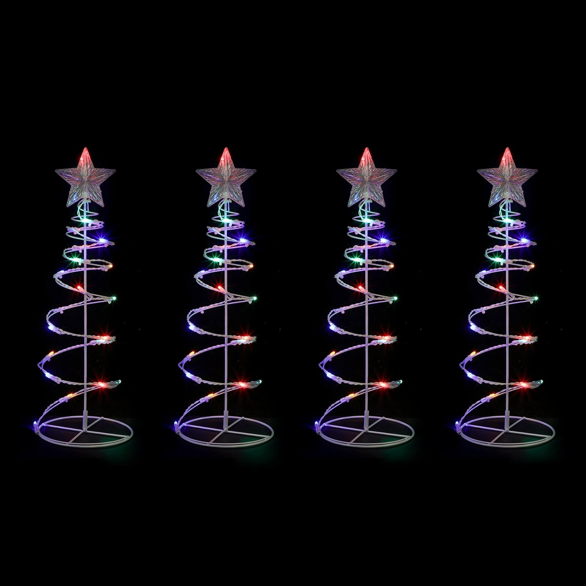 Promo Christmas Path Light Dual Power Set of 4 Spiral Trees Path Light LLPTH08-P