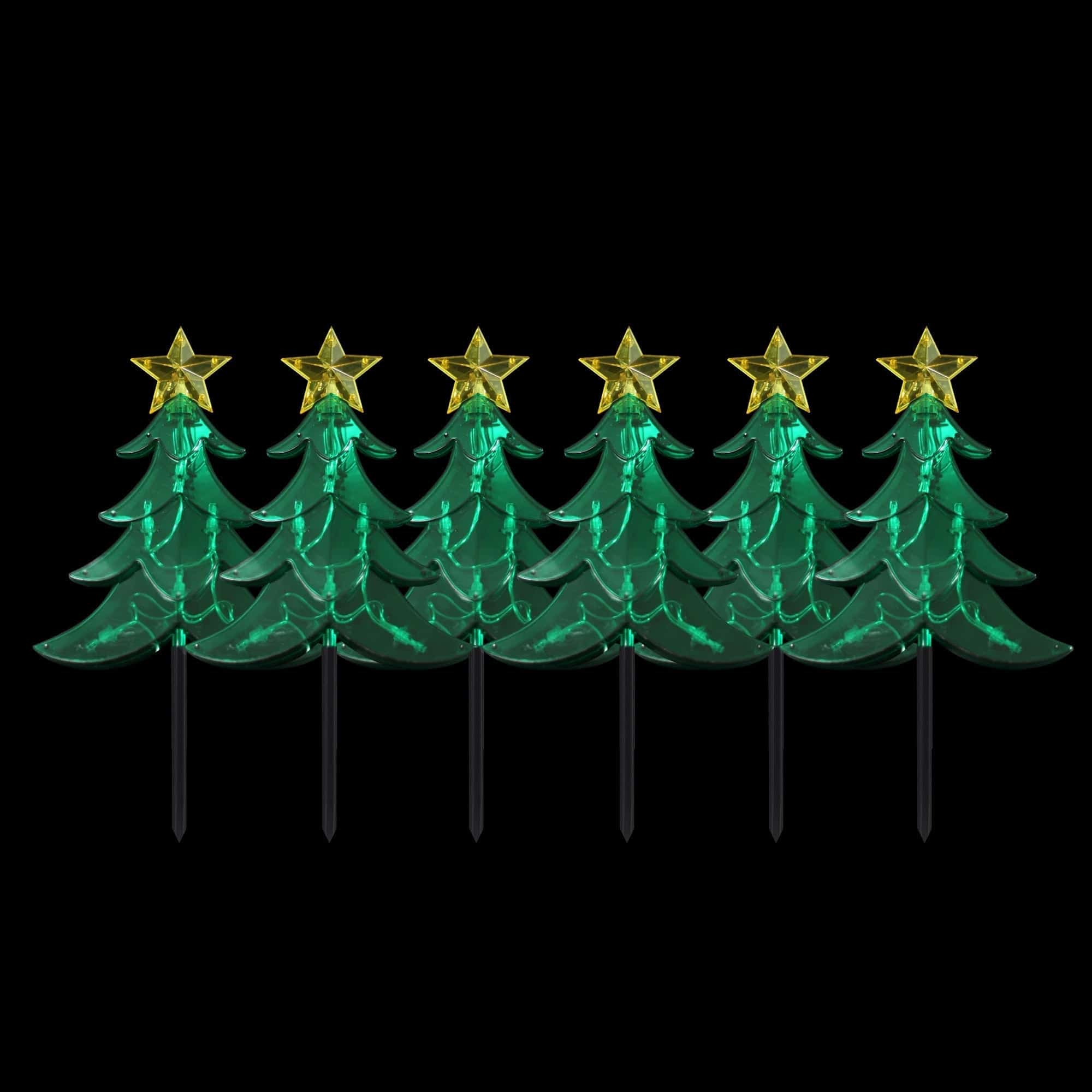 Promo Christmas Path Light Dual Power Set of 6 LED Tree Stakes LLPTH04-P