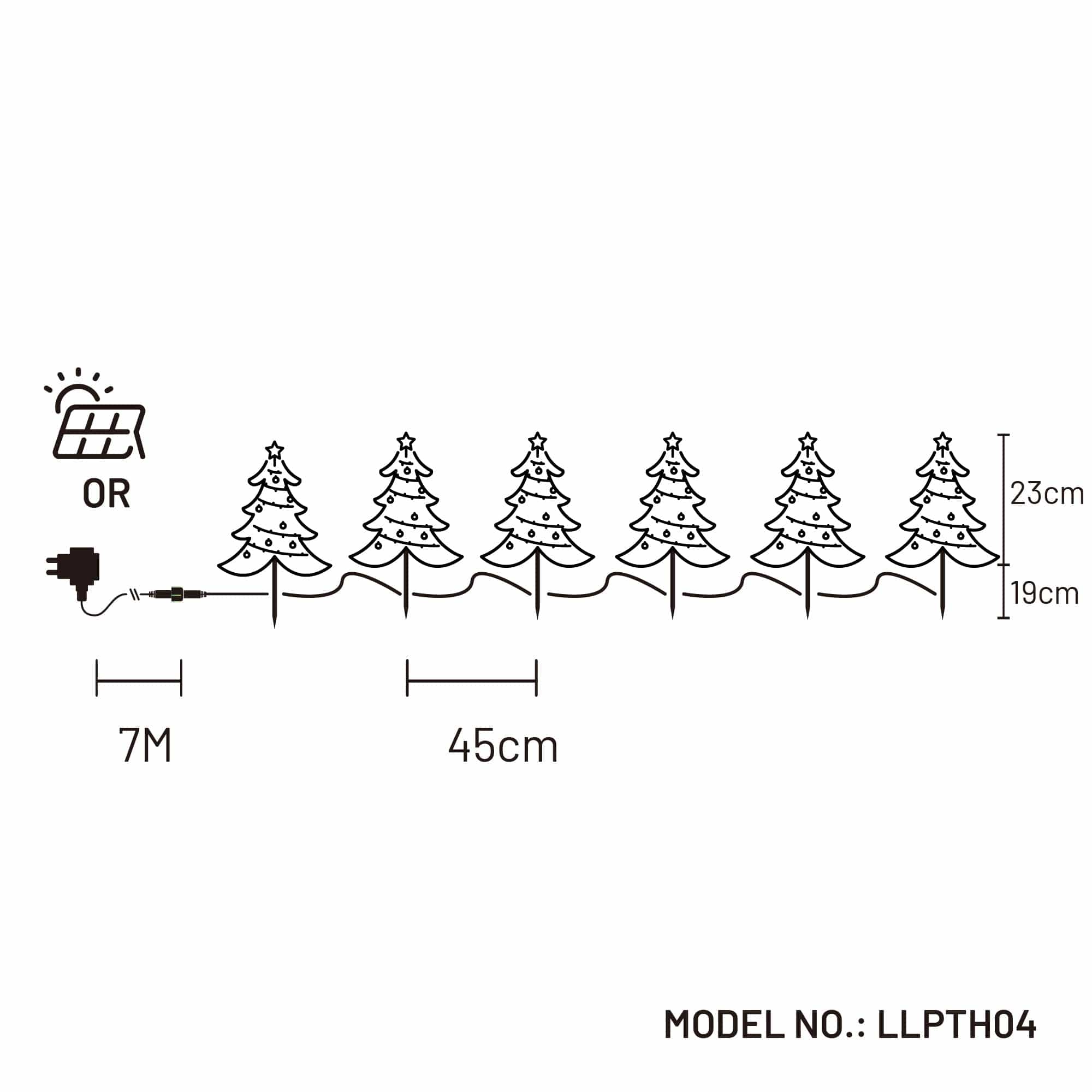 Promo Christmas Path Light Dual Power Set of 6 LED Tree Stakes LLPTH04-P