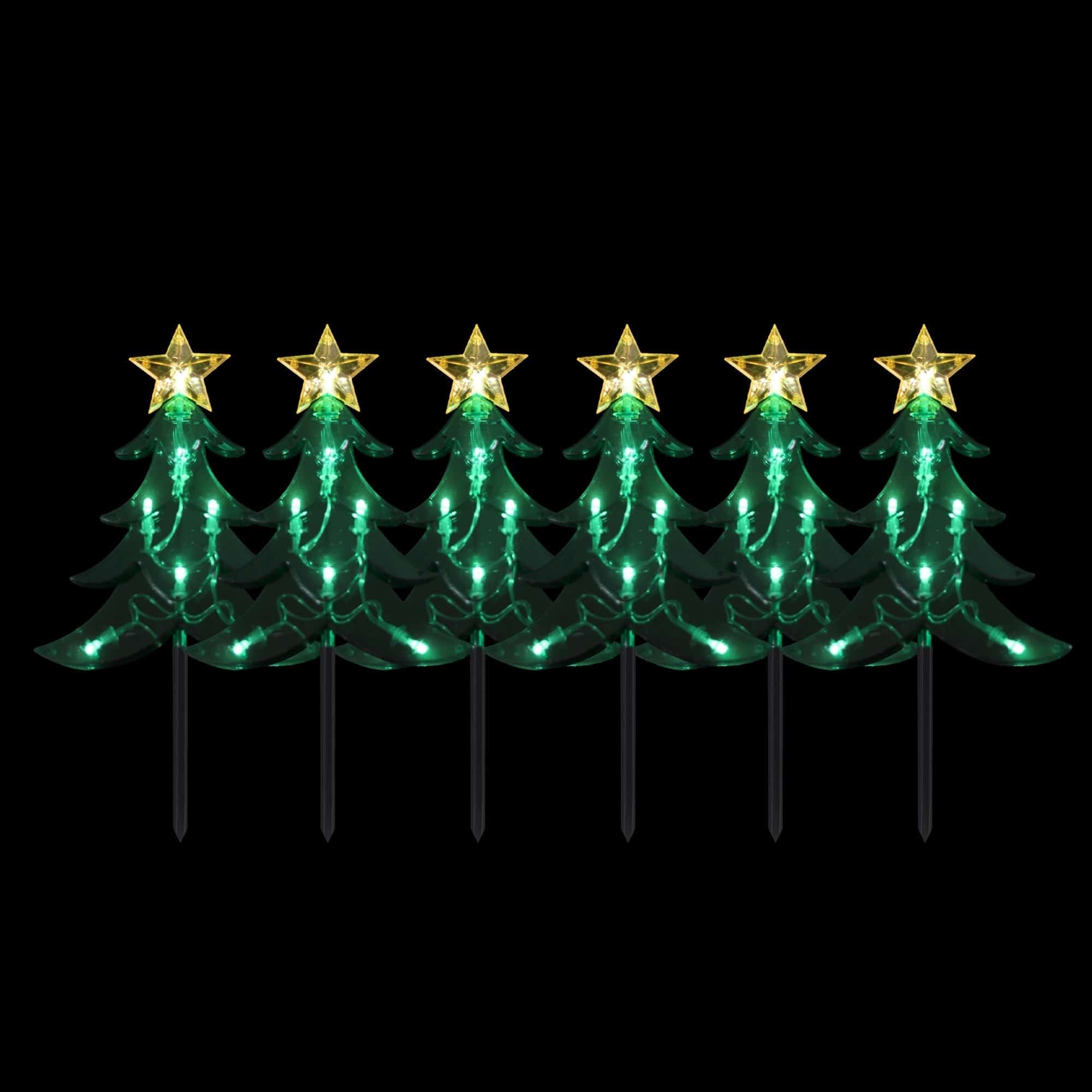 Promo Christmas Path Light Dual Power Set of 6 LED Tree Stakes LLPTH04-P
