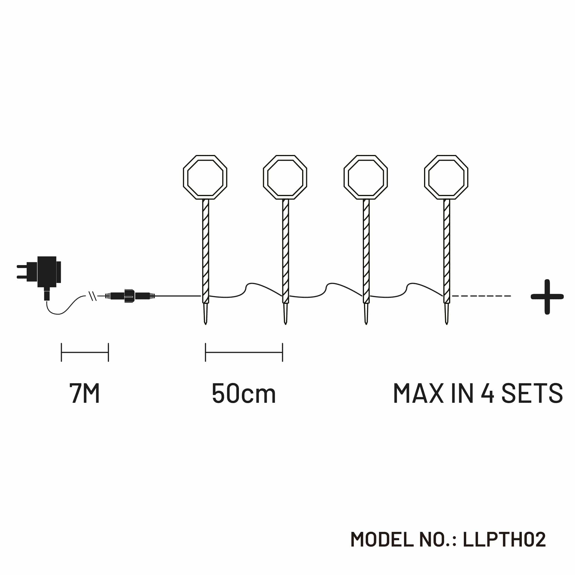 Promo Christmas Path Light Set of 4 Santa Stop Here Connectable Stakes LLPTH02-P