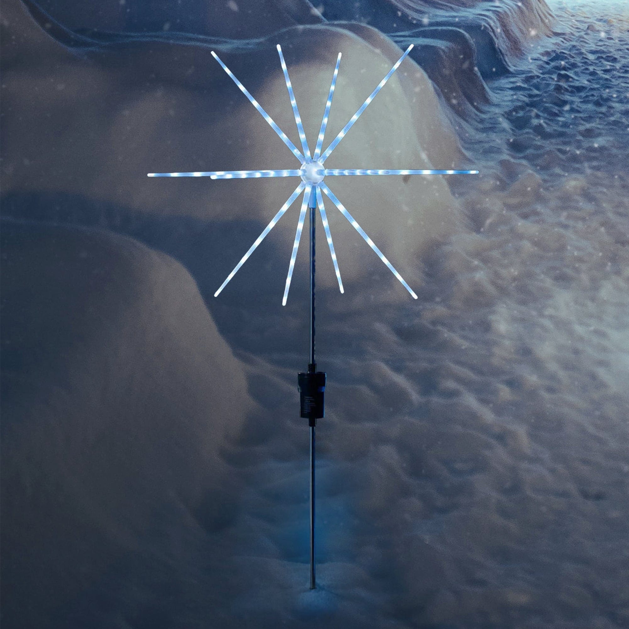 Promo Christmas Path Light White Solar Powered Starburst Pathway Stake Light LLPTH09W-P