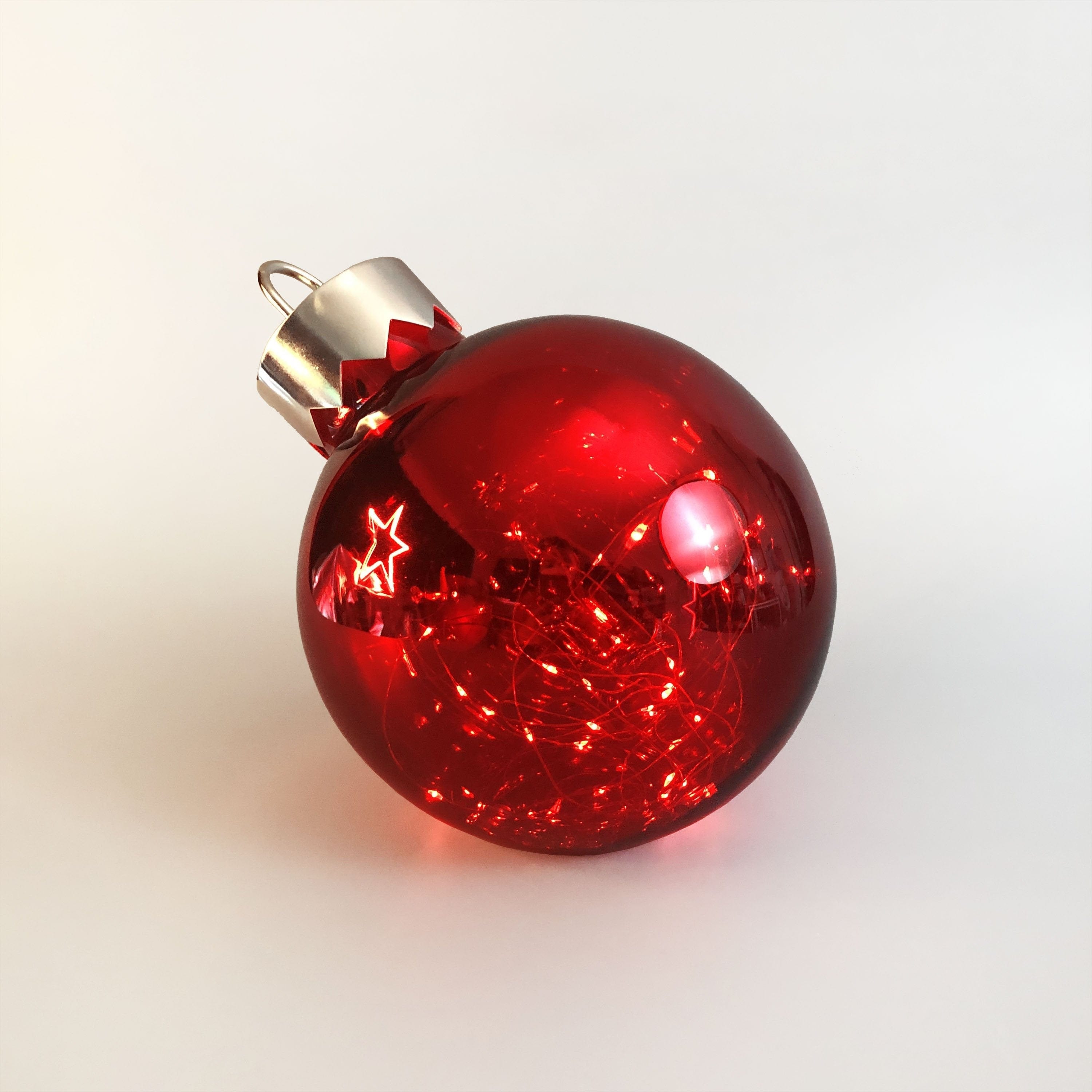 Promo Christmas Table Decoration&Candle Red Illuminated Christmas Glass Bauble - 5 colour options DEC003R-P