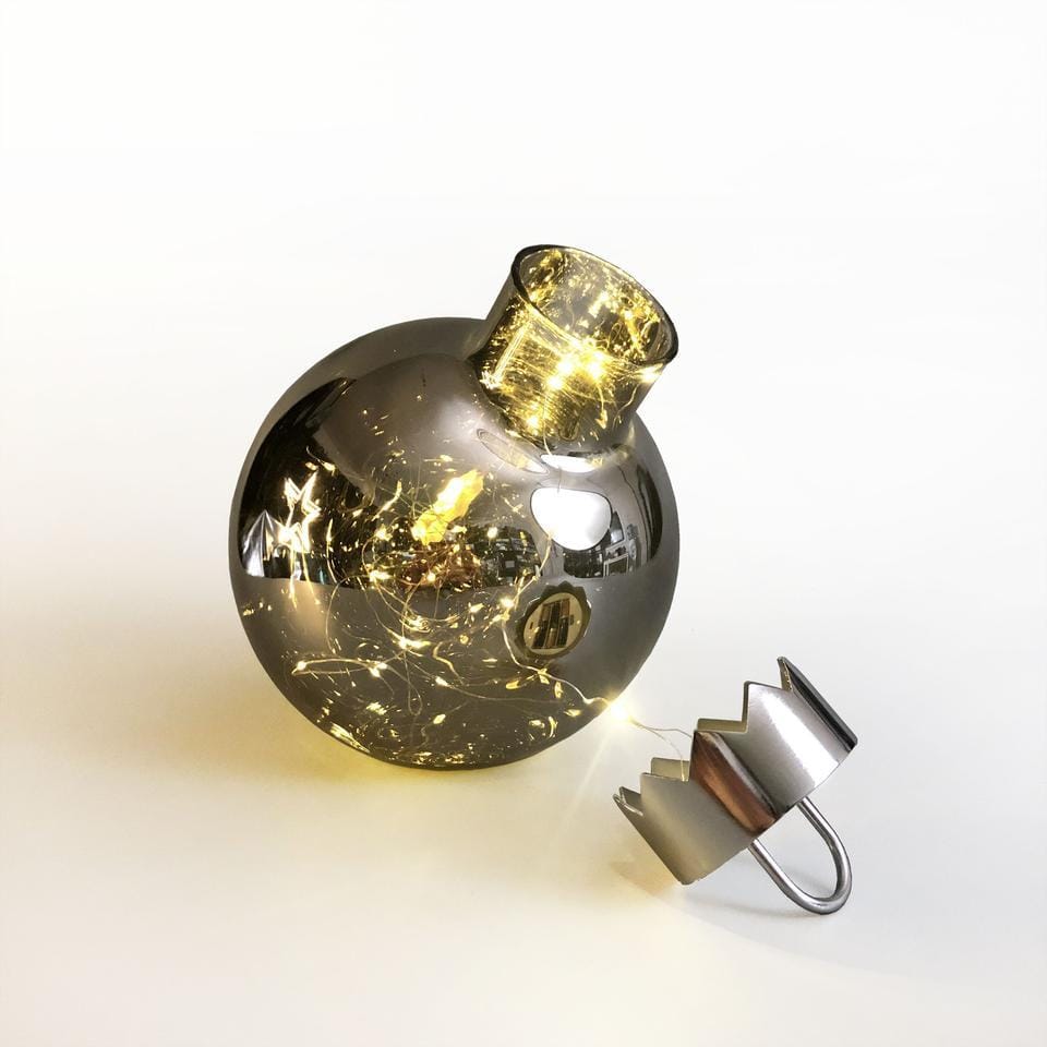 Promo Christmas Table Decoration&Candle Smoke Grey Illuminated Christmas Glass Bauble - 5 colour options DEC003S-P