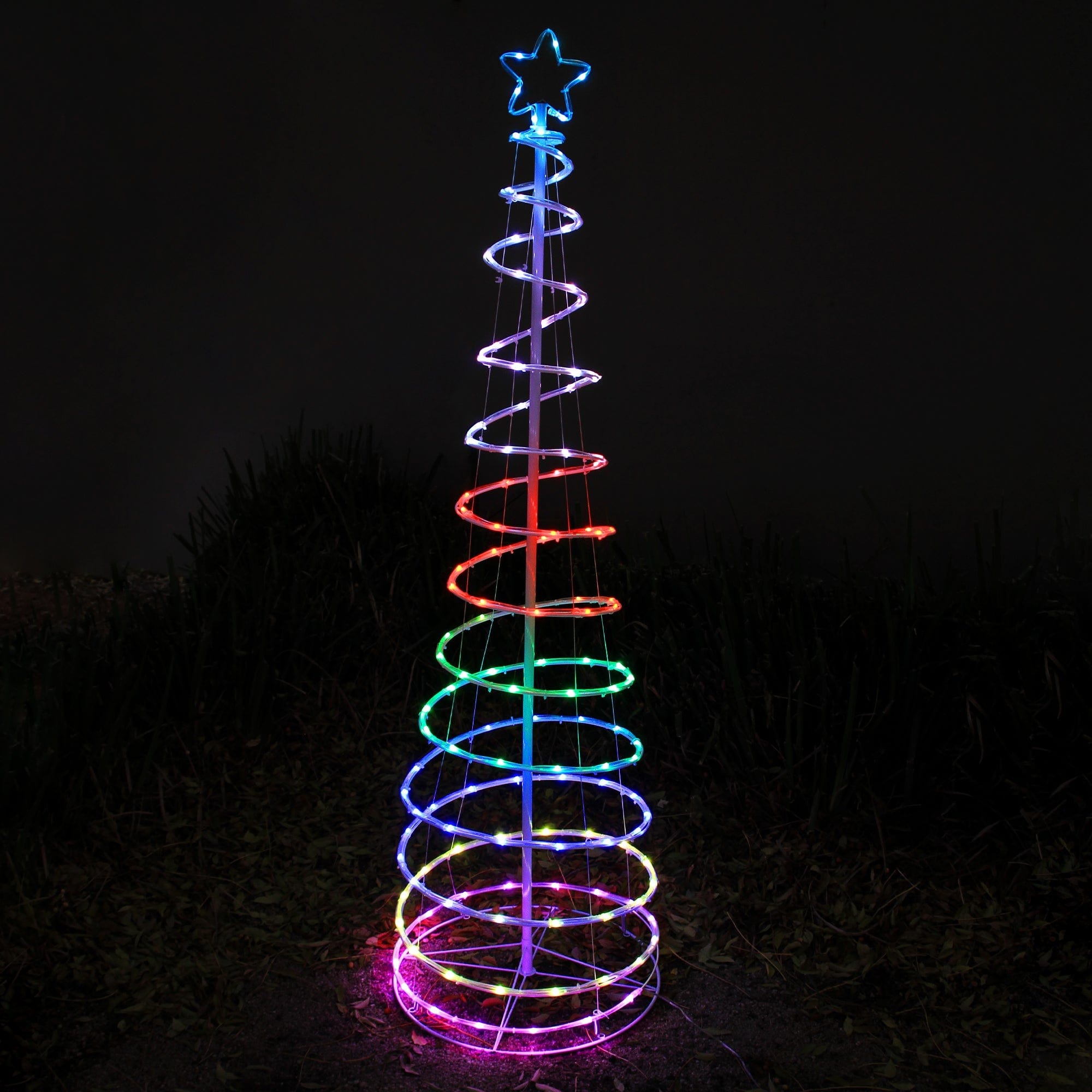 Lighted spiral sales christmas trees outdoor