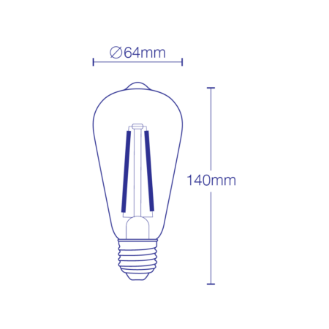 Qzao LED Globes 7.2W E27 Pear Style Vintage Dimmable LED Globe ST64 Shape 2700K 65936