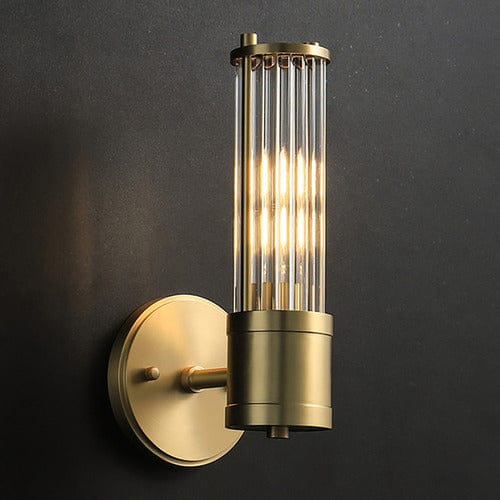Qzao Wall Light MONTE CARLO Uno Ribbed Glass with Antique Brass Finish Wall Light MCQL16