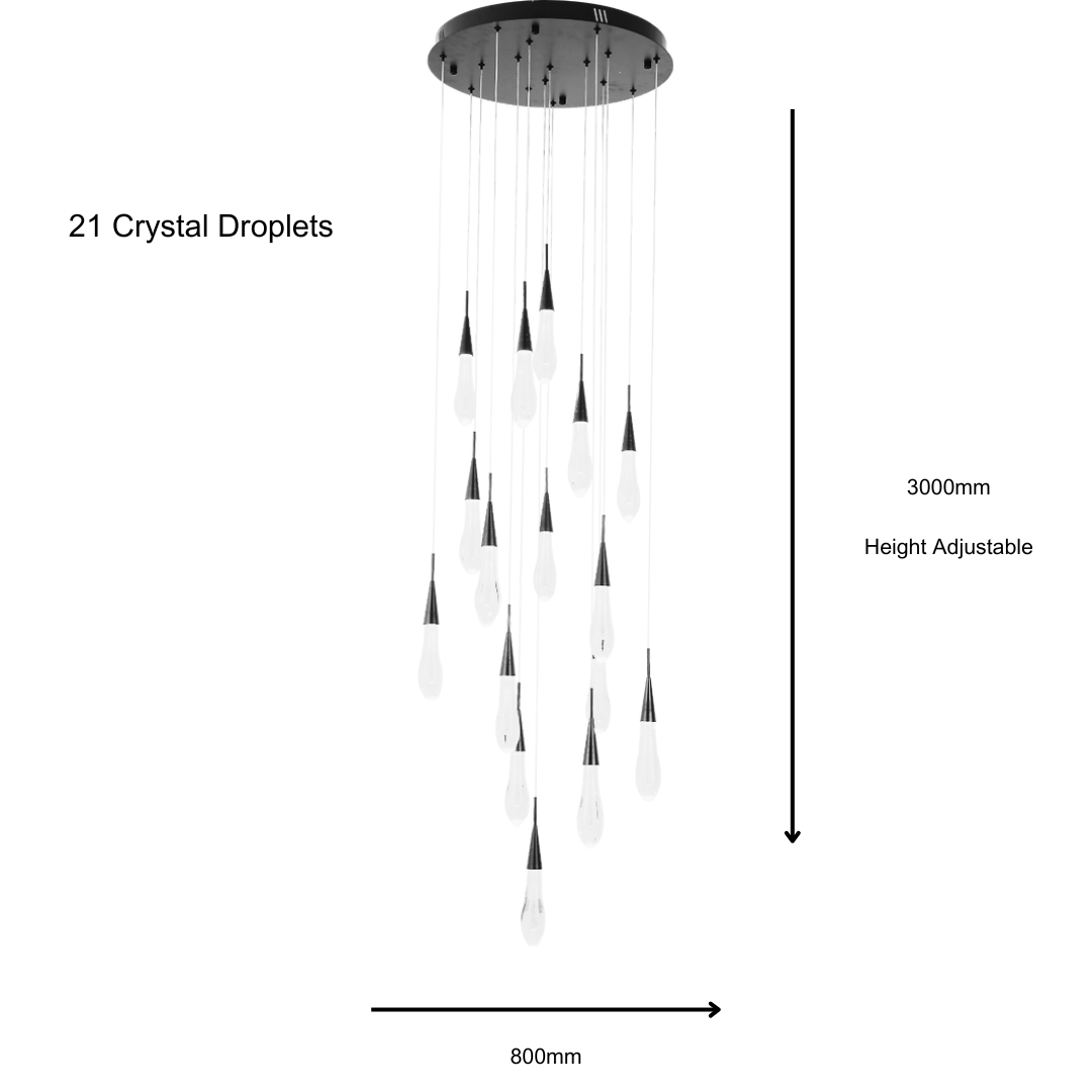 Green Earth Lighting Australia Chandeliers RAYNE Gilded Gold 21-Light LED Crystal Chandelier