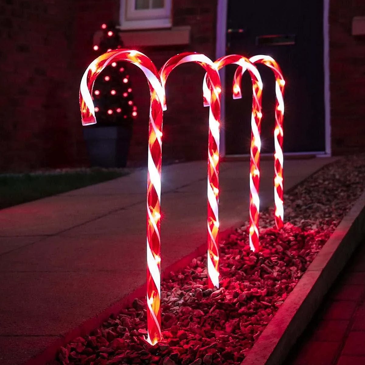 Lexi Lighting Christmas Path Light Set of 4 Connectable Candy Cane - 2 Colour Options
