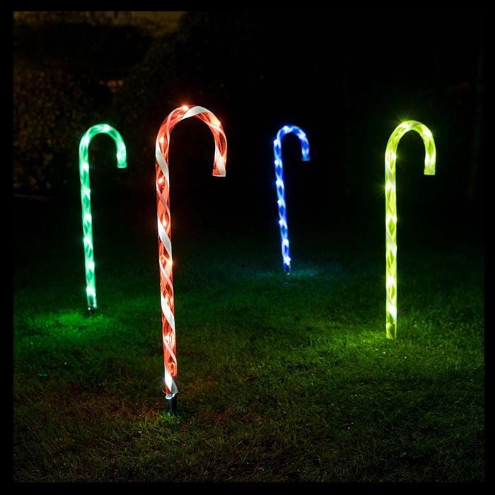 Lexi Lighting Christmas Path Light Set of 4 Connectable Candy Cane - 2 Colour Options