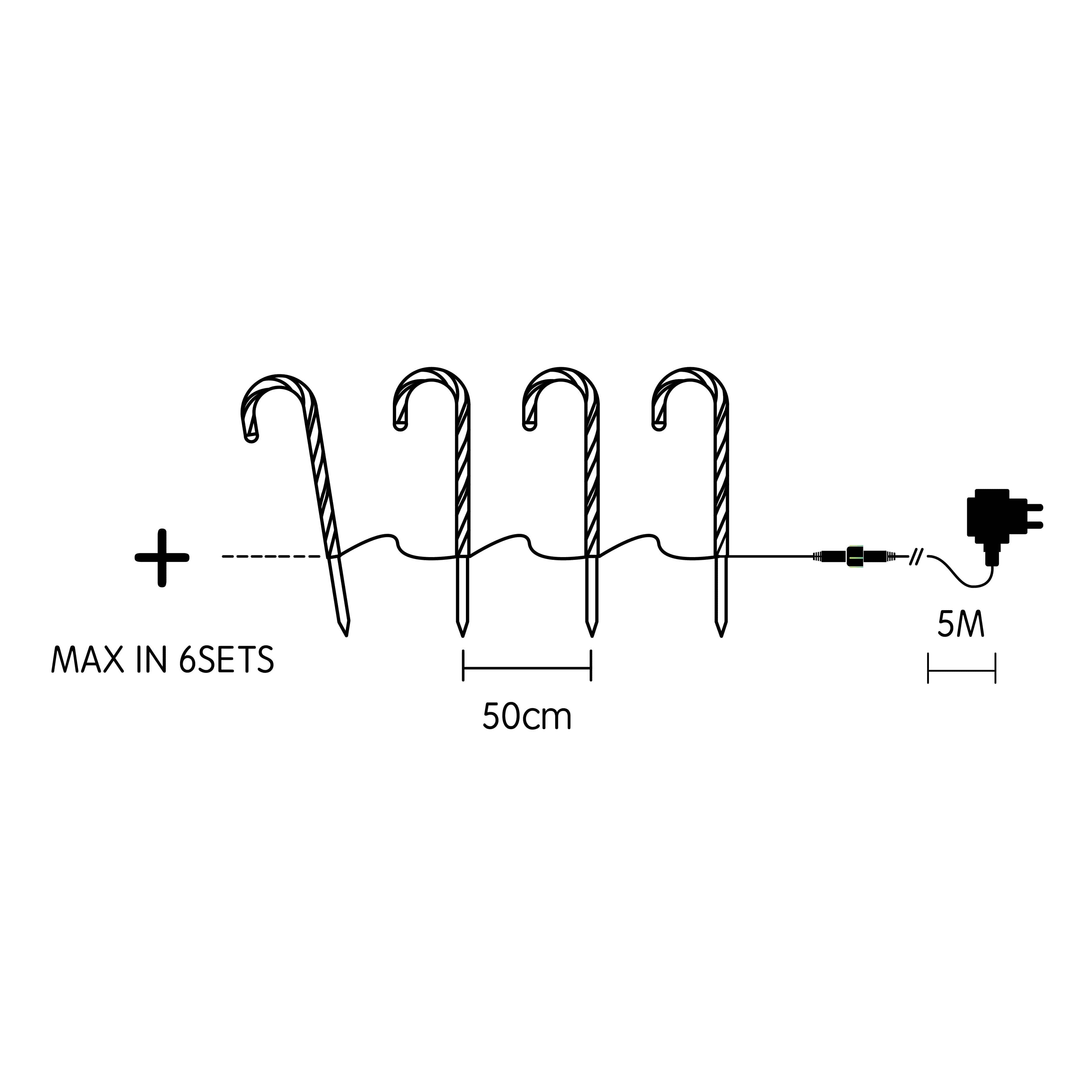 Lexi Lighting Christmas Path Light Set of 4 Connectable Candy Cane - 2 Colour Options
