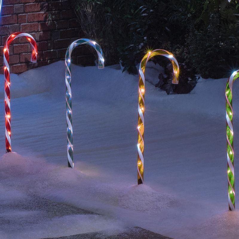 Lexi Lighting Christmas Path Light Set of 4 Connectable Candy Cane - 2 Colour Options