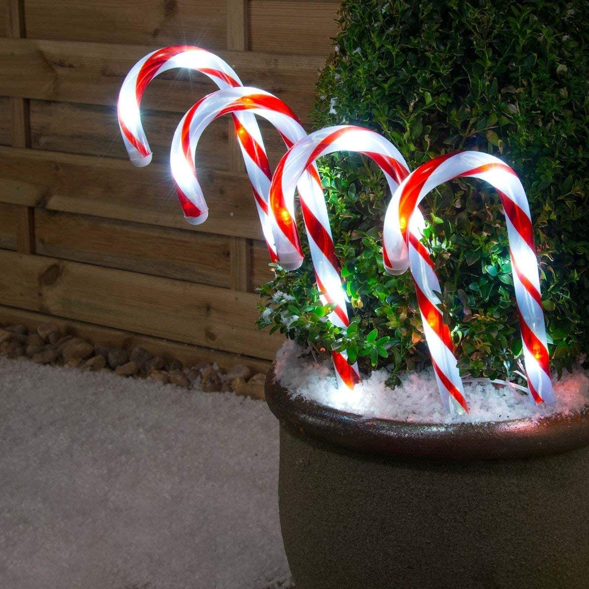 Lexi Lighting Christmas Path Light Set of 4 Connectable Candy Cane - 2 Colour Options