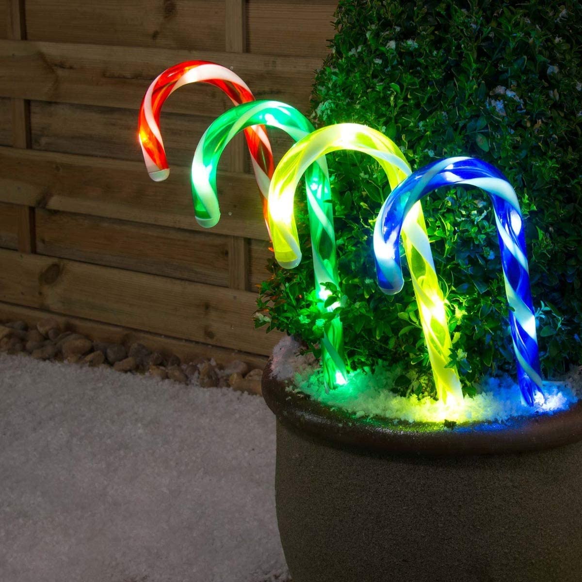 Lexi Lighting Christmas Path Light Set of 4 Solar Power Small Candy Cane - 2 Colour Options