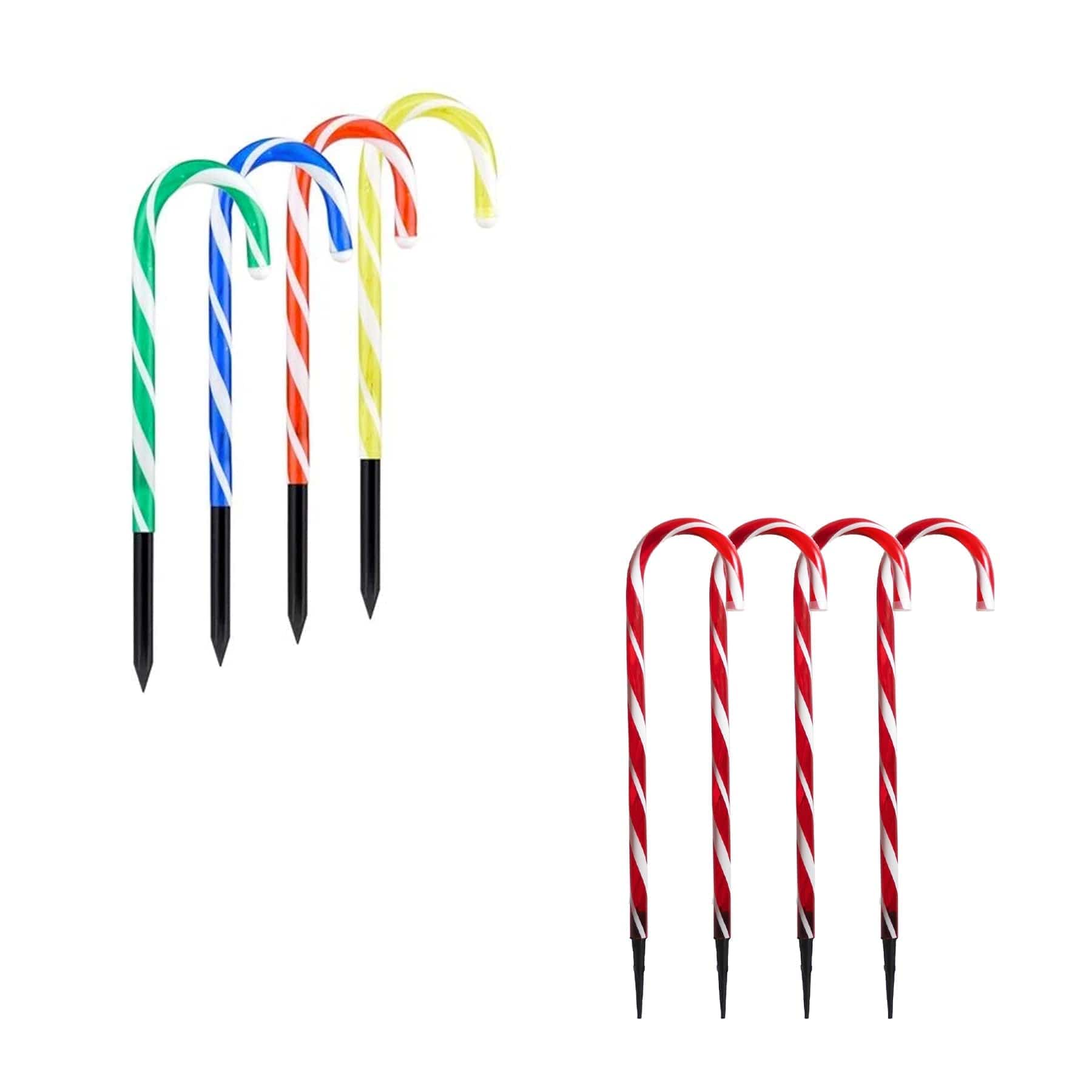 Lexi Lighting Christmas Path Light Set of 4 Solar Power Small Candy Cane - 2 Colour Options