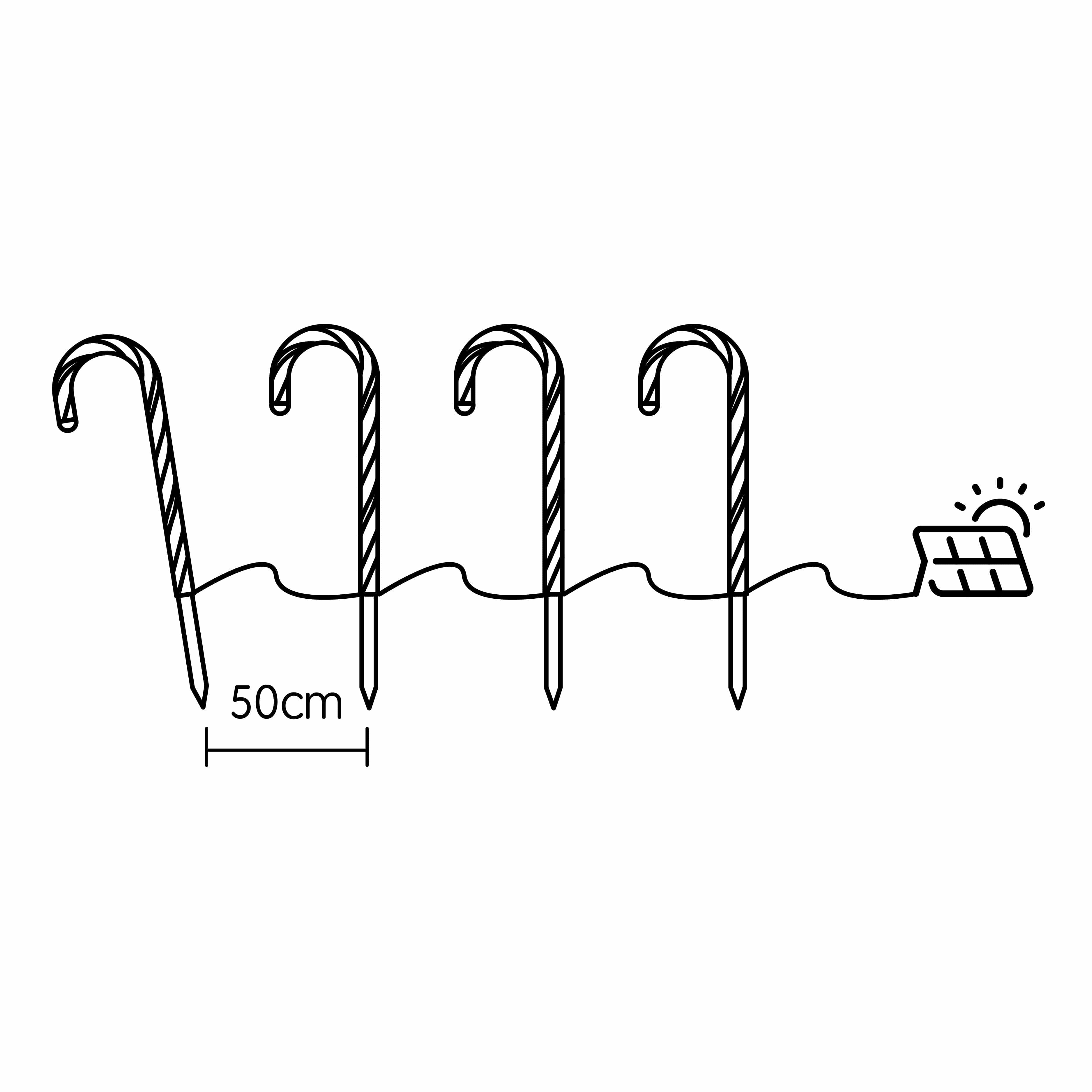 Lexi Lighting Christmas Path Light Set of 4 Solar Power Small Candy Cane - 2 Colour Options