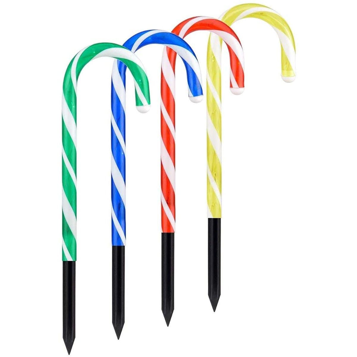 Lexi Lighting Christmas Path Light Multicolour Set of 4 Solar Power Small Candy Cane - 2 Colour Options CAD02SSL-P
