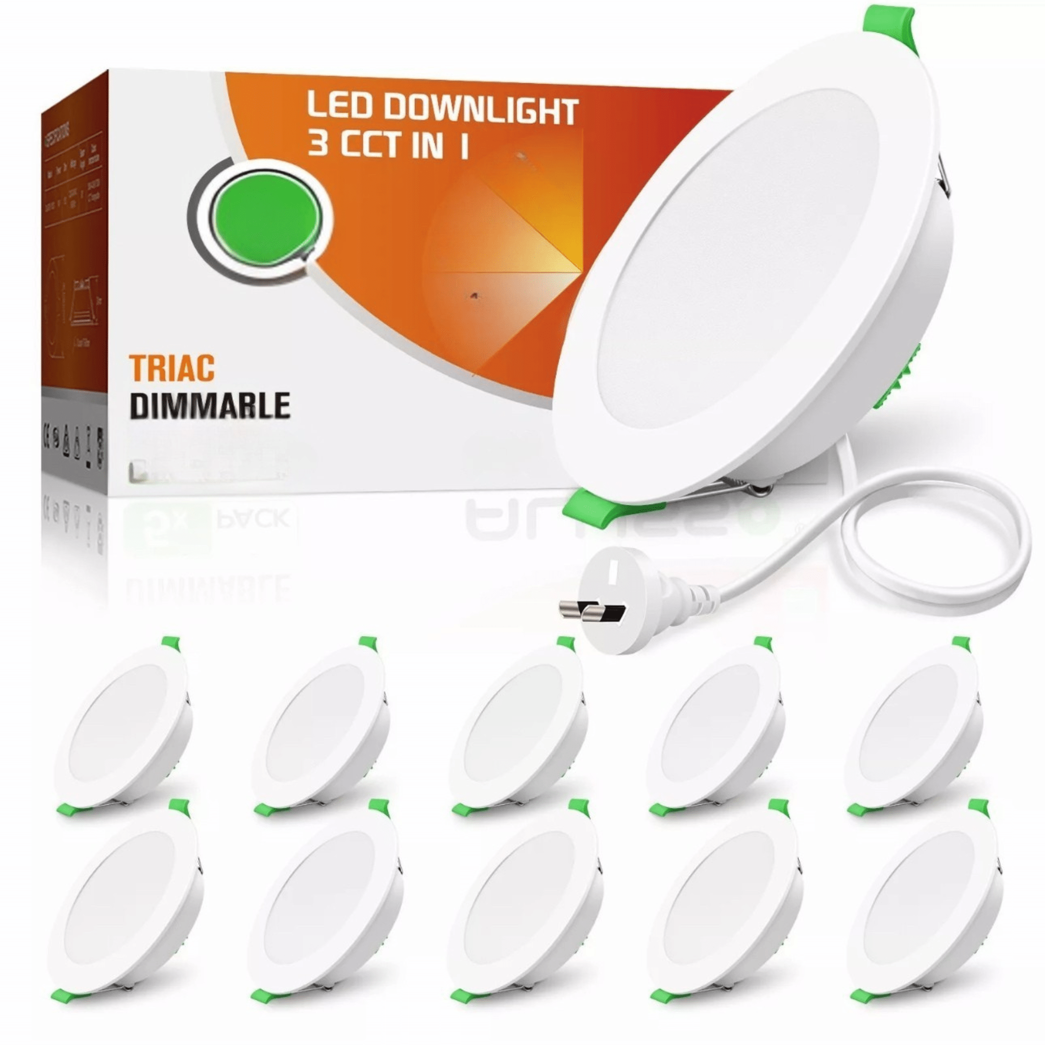 Green Earth Lighting Australia Home & Garden > Lighting 10W Tri-Colour Dimmable LED Downlight | 70mm Cut Out | Reno Sleek Mini Trade Pack RENOSLXM10