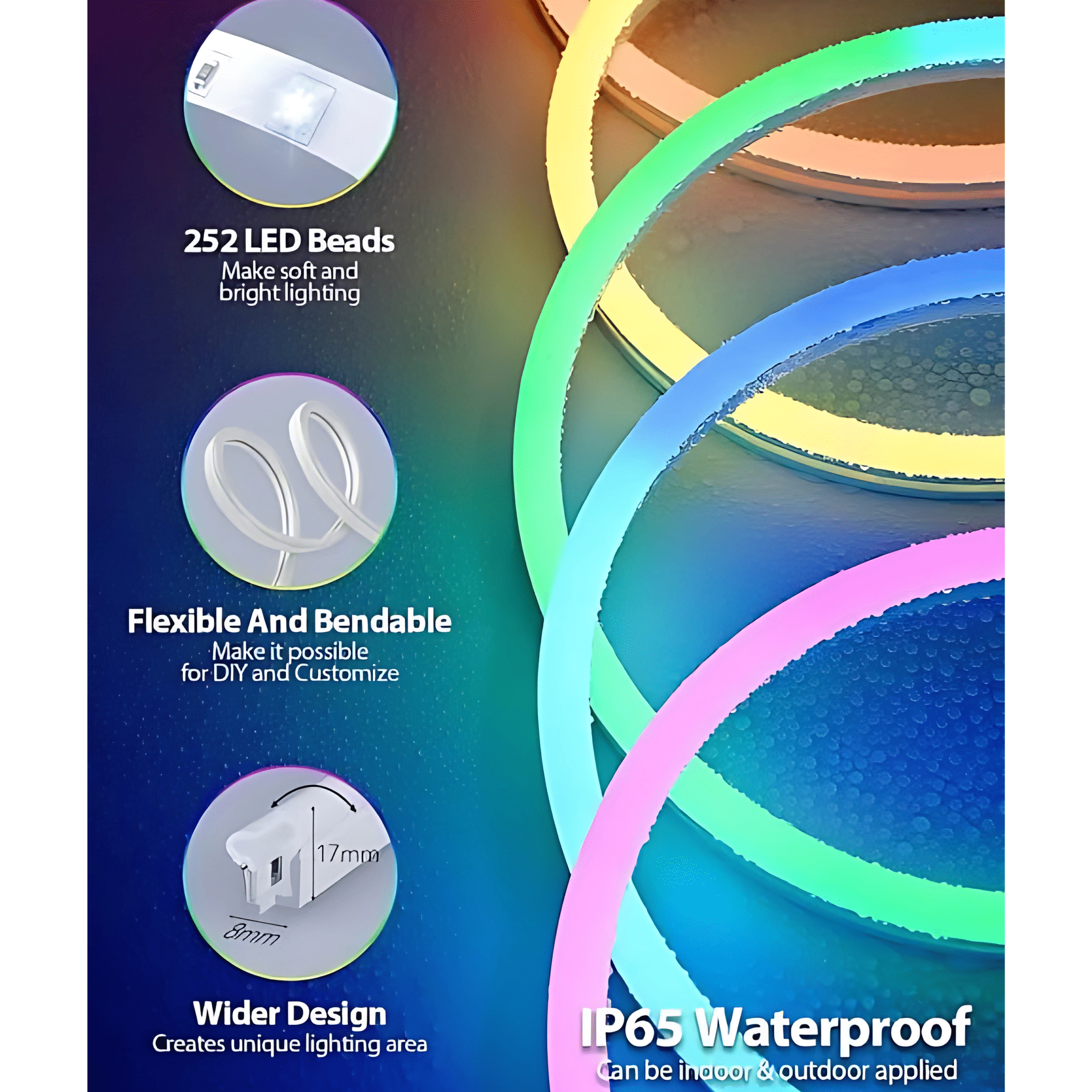 Strippy Home & Garden > Lighting > Night Lights & Ambient Lighting Strippy Party Beam: 2M RGB+IC Neon LED Strip Light Kit | Smart App & Remote PB