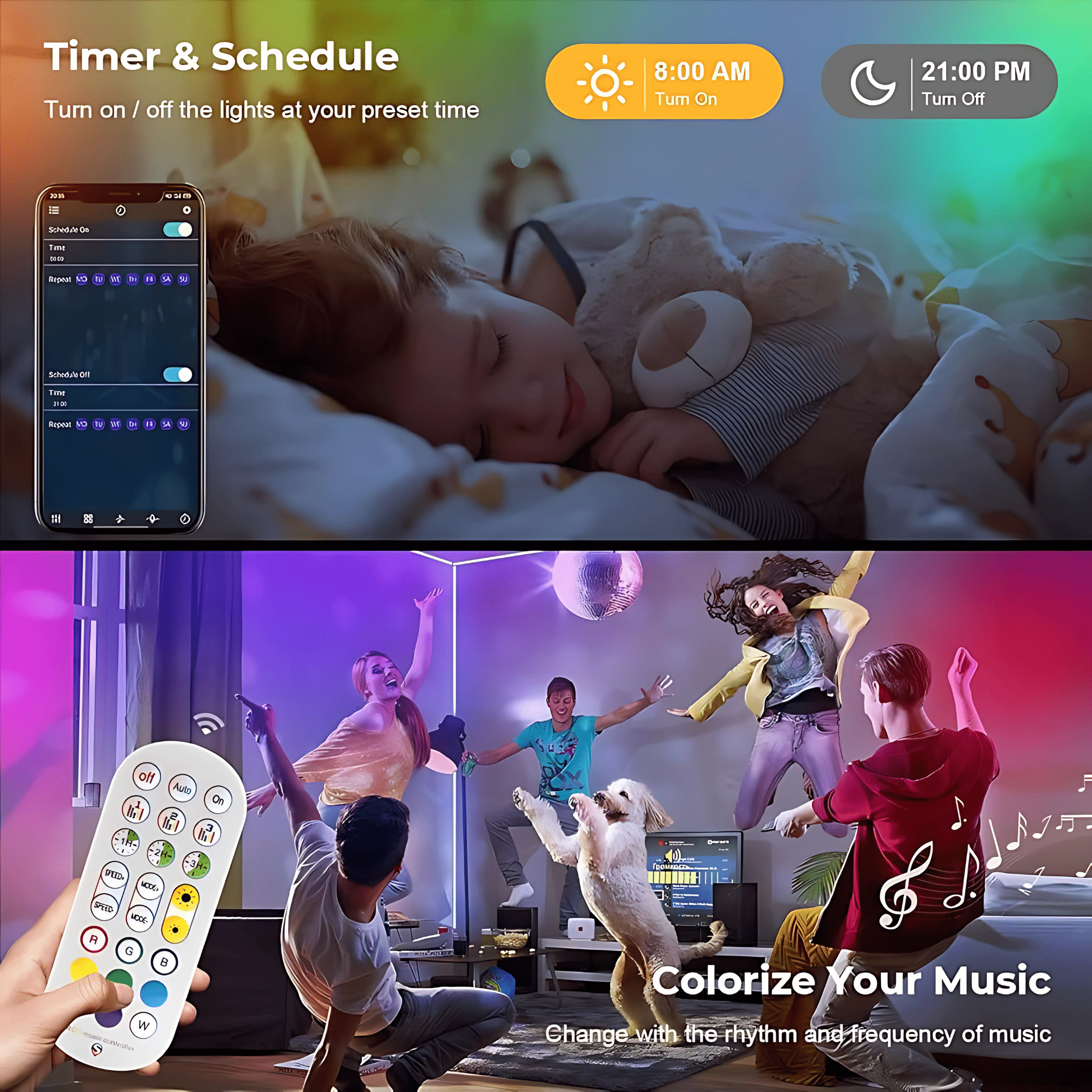 Strippy Home & Garden > Lighting > Night Lights & Ambient Lighting Strippy Party Beam: 2M RGB+IC Neon LED Strip Light Kit | Smart App & Remote PB