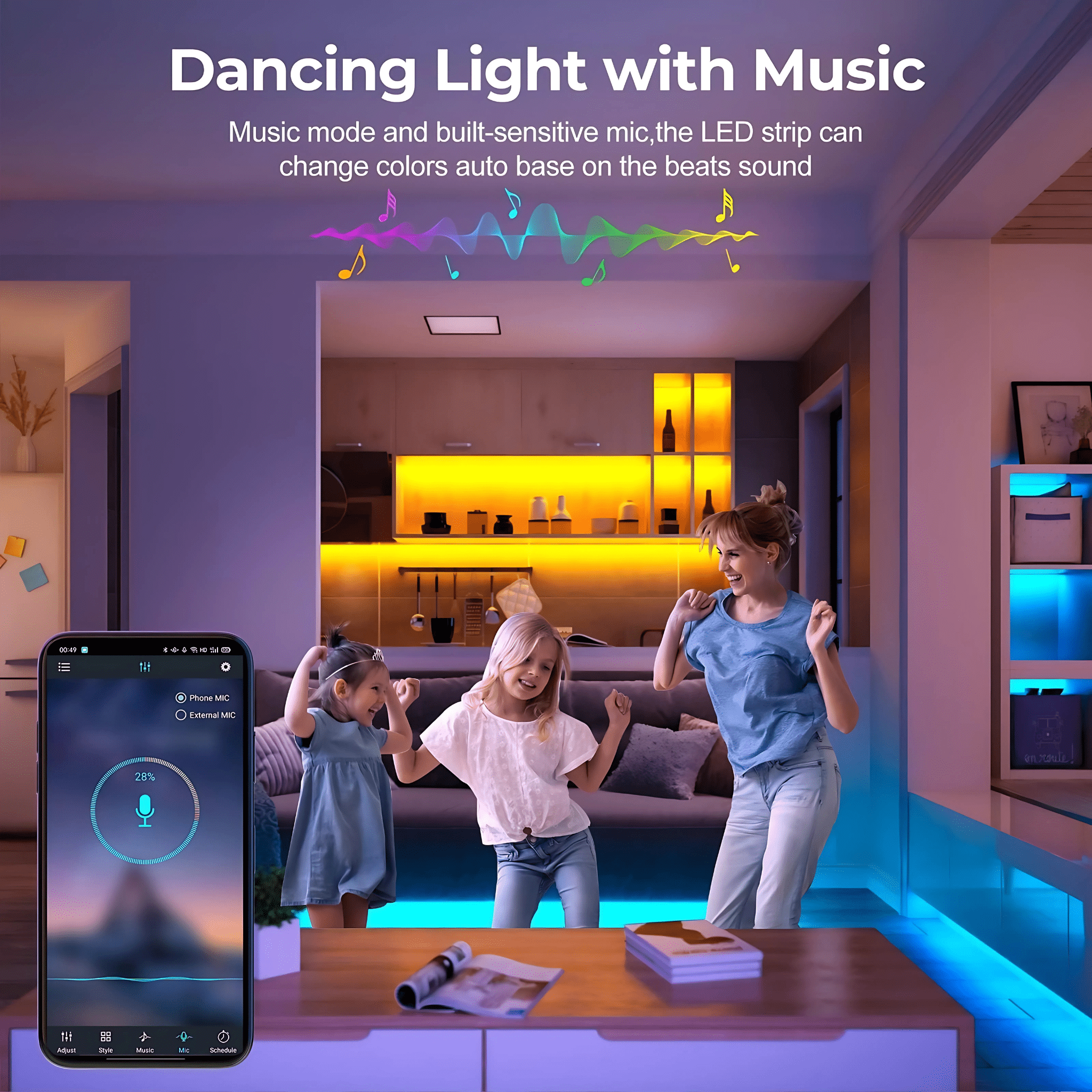 Strippy Home & Garden > Lighting > Night Lights & Ambient Lighting Strippy Party Beam: 2M RGB+IC Neon LED Strip Light Kit | Smart App & Remote PB