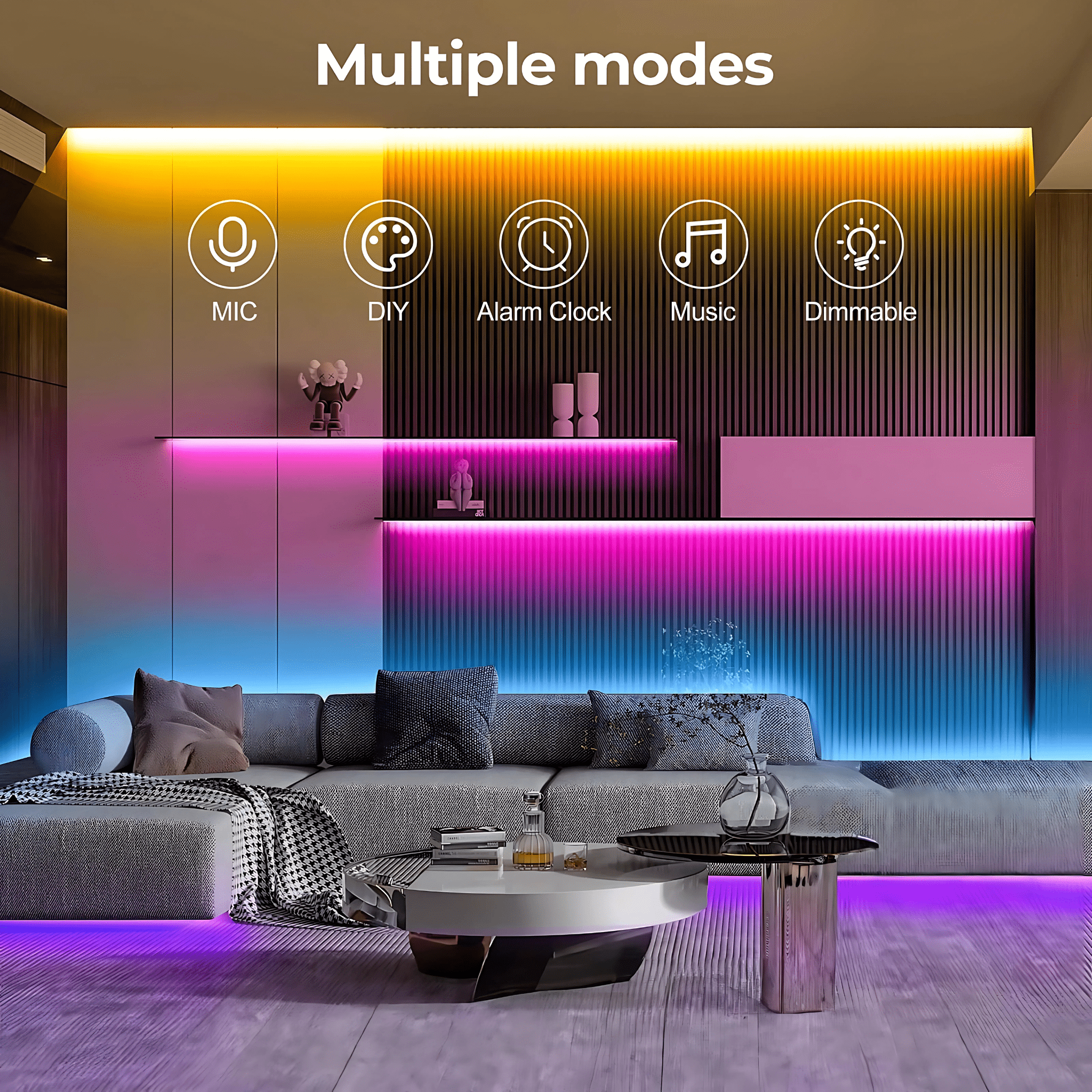 Strippy Home & Garden > Lighting > Night Lights & Ambient Lighting Strippy Party Beam: 2M RGB+IC Neon LED Strip Light Kit | Smart App & Remote PB