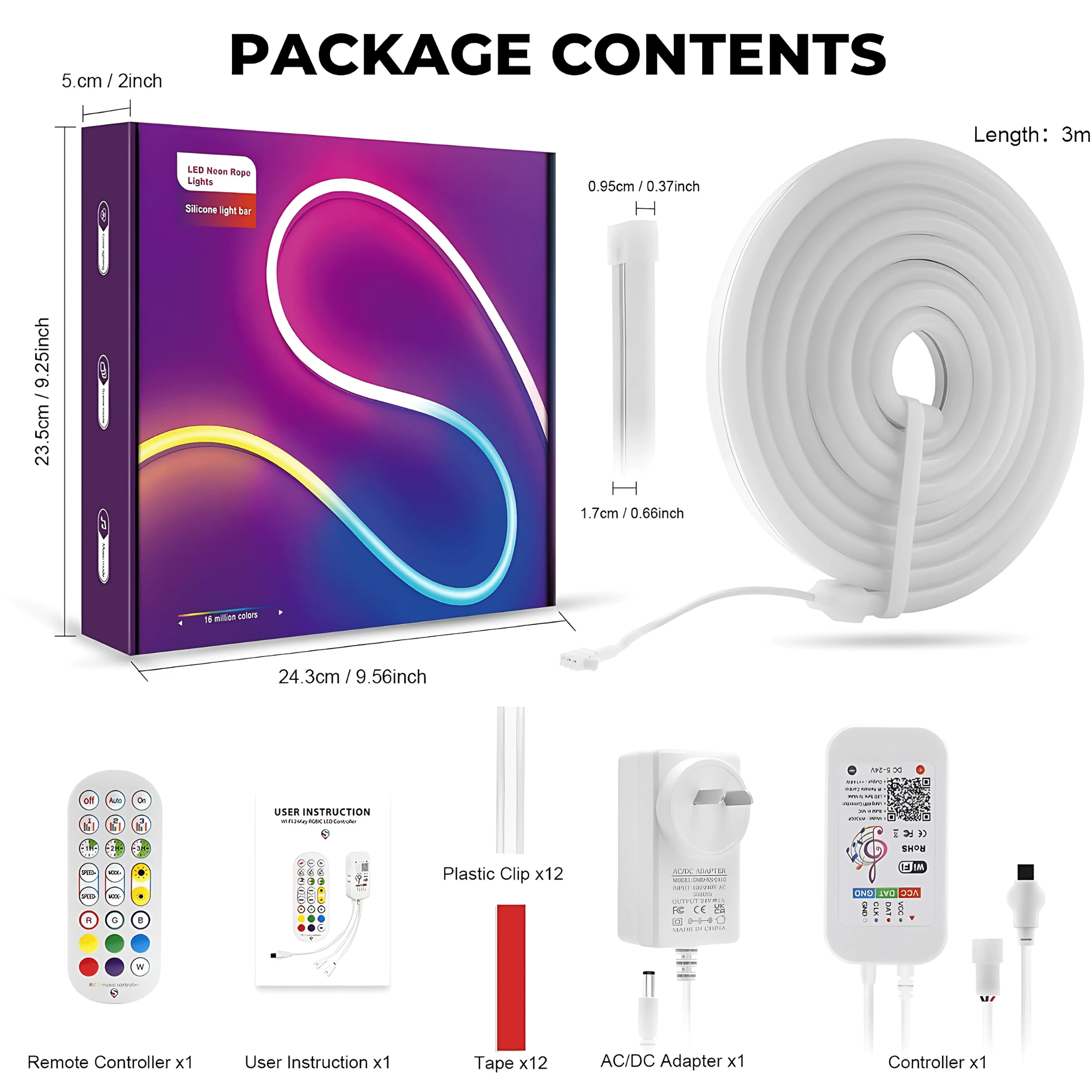 Strippy Home & Garden > Lighting > Night Lights & Ambient Lighting Strippy Party Beam: 3M RGB+IC Neon LED Strip Light Kit | WiFi Smart App & Remote PBWIFI
