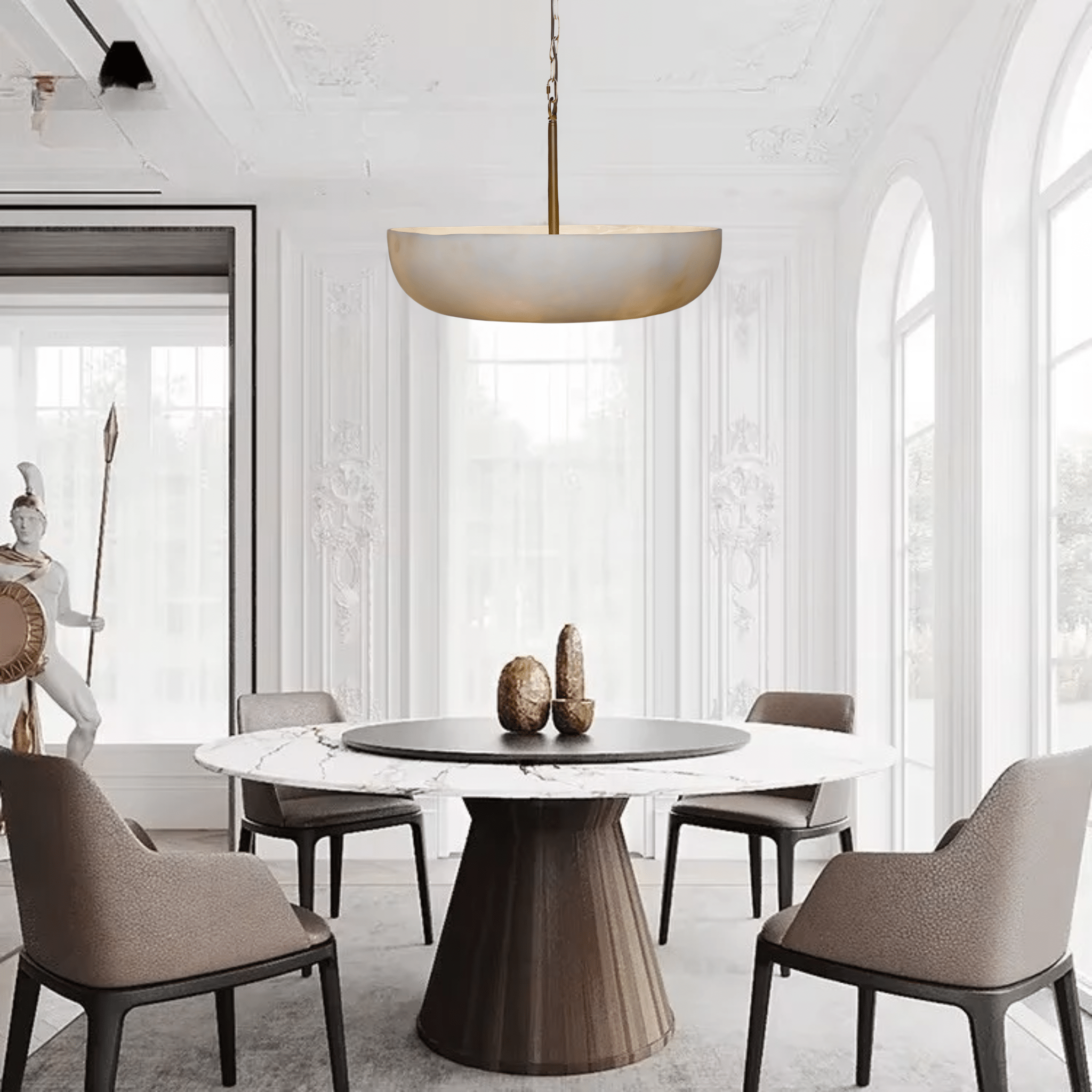 Green Earth Lighting Australia Home & Garden > Lighting Fixtures Zurich Brushed Brass Alabaster 6 Light Pendant 20864